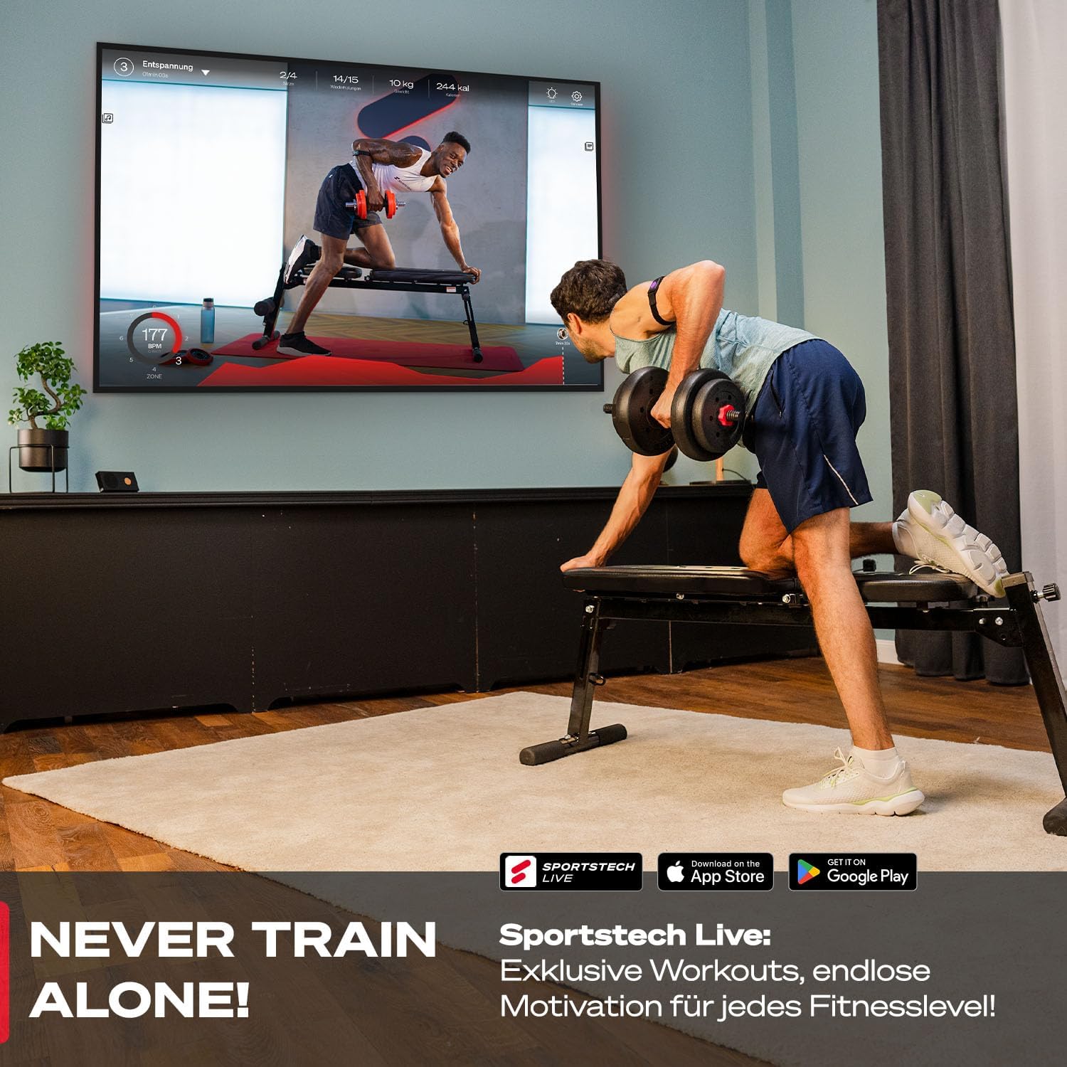 Sportstech 2in1 innovatives Hantelset AH150, deutsche Qualitätsmarke, Kurzhanteln & Langhantel, Kurzhanteln im 30 kg / 40 kg Set, Sicherheitsverschluss + Langverbinder, für Damen und Herren – Bild 6