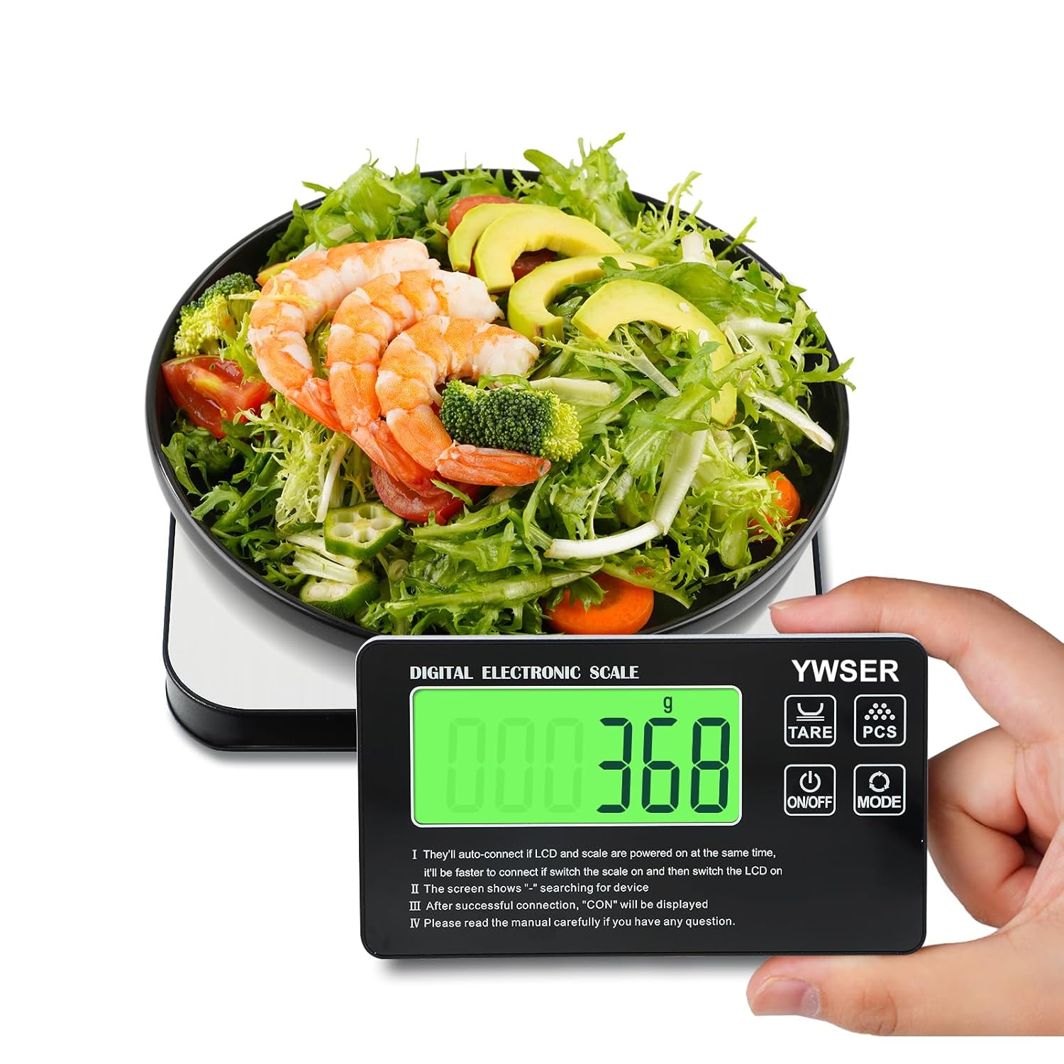 15 kg digitale Küchenwaage mit LCD-Fernanzeige, geteiltes Display für einfaches Ablesen und Reinigen, 1 g Präzision, 7 Einheiten, Tara-Funktion zum Backen, Kochen (Silber-Schwarz) – Bild 8