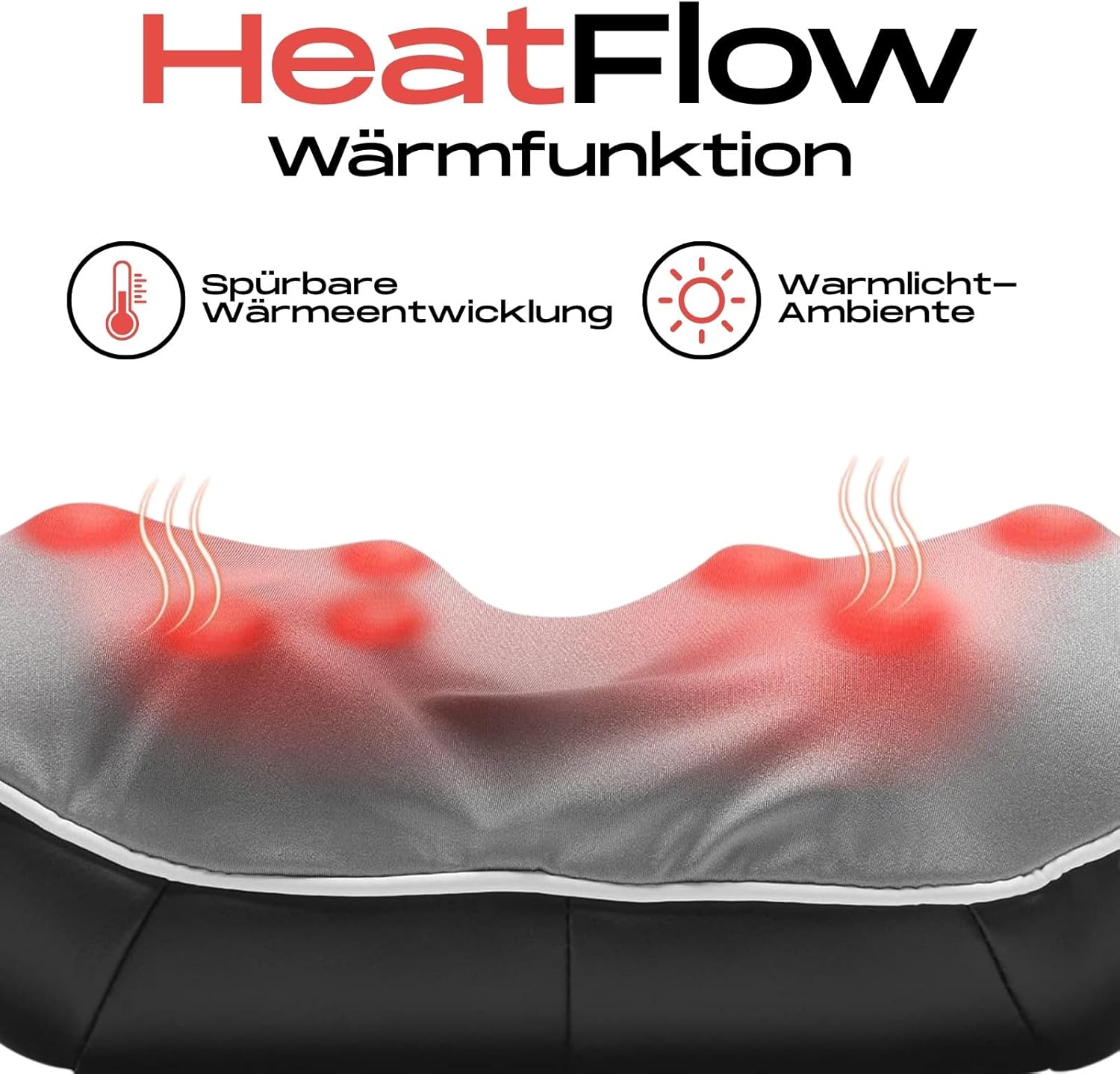 Shiatsu-Massagegeräte mit HeatFlow-Wärmefunktion für Nacken, Schulter und Rücken, zu Hause und auf Reisen mit Autoadapter – Bild 3