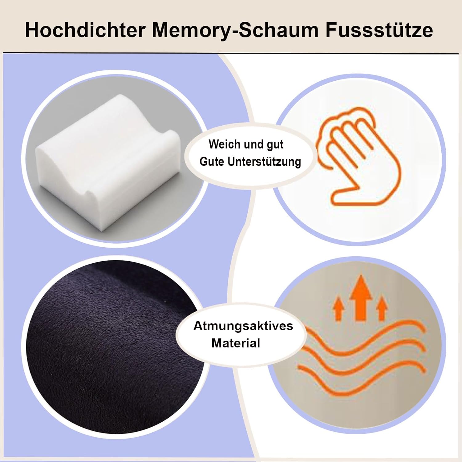 Fußstütze für den Schreibtisch, ergonomische Fußstützen für das Büro mit Premium-Schaumstoffkern und abnehmbarem Deckel, rutschfeste Fußstütze für unter dem Schreibtisch, Rücken- und Hüftschmerzen, Schwarz, Medium – Bild 6