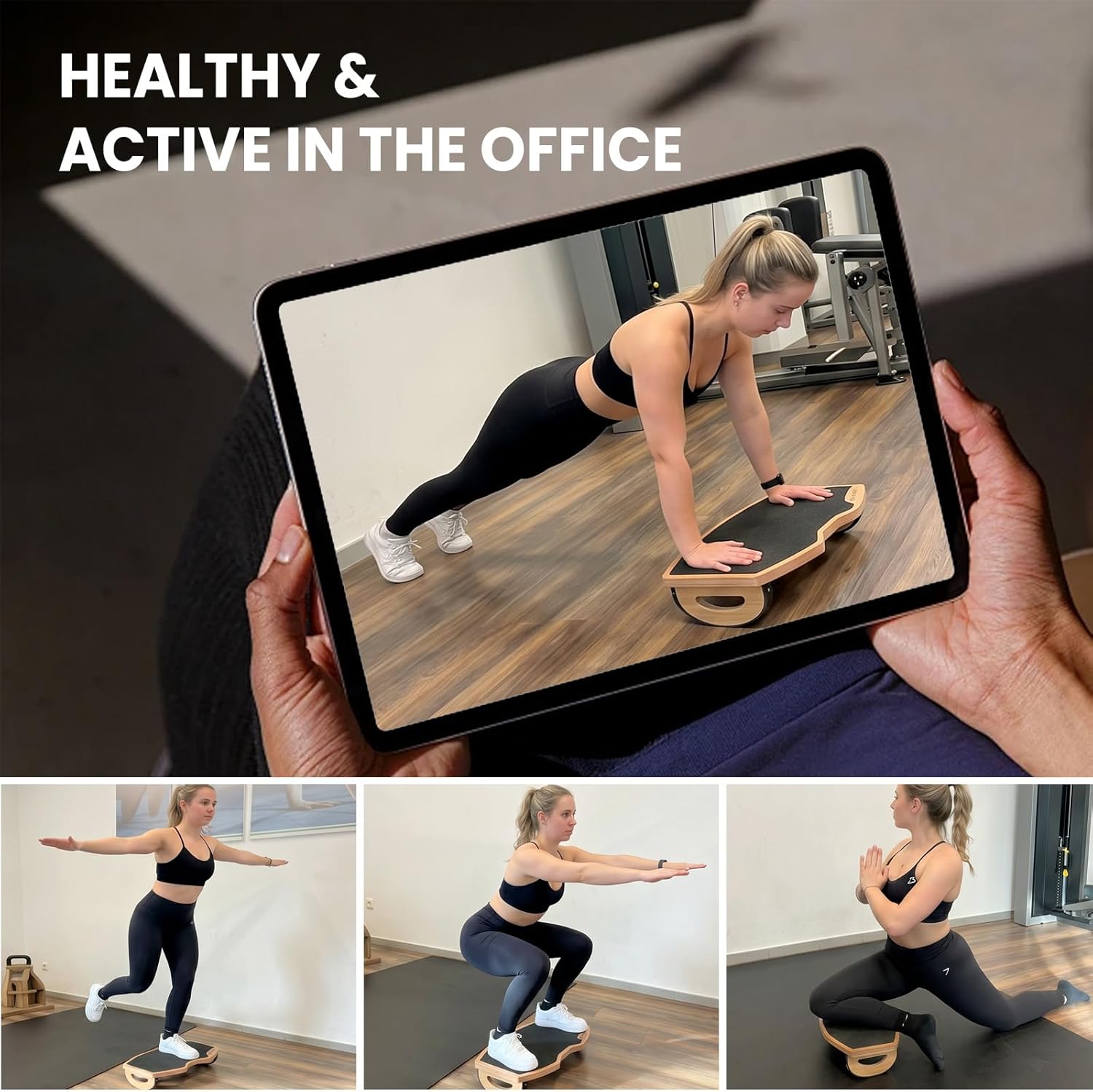 Ergonomische Fußstütze Holz unterm Schreibtisch rutschfeste Fußbank druckentlastende Fußablage multifunktionales Balancebrett Fitnessgerät Homeoffice Büro Zubehör für bessere Sitzhaltung – Bild 5