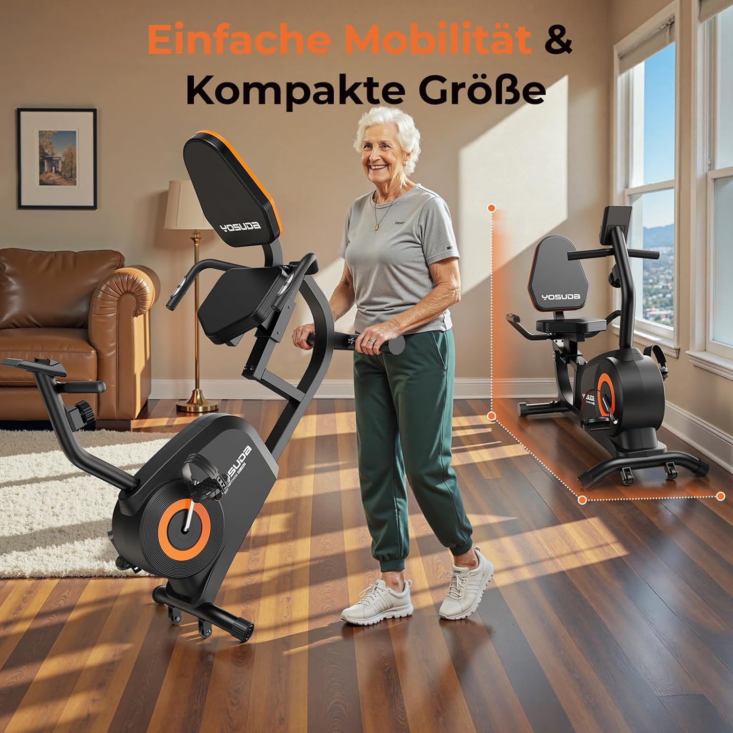 YOSUDA Liegeergometer Testsieger, 16 Widerstufen, Magnetbremse, Leise Liegerad Heimtrainer, verstellbarer Sitz, einfache Montage, LCD-Display und Pulssensoren, 160kg, Heimtrainer Fahrrad für Zuhause – Bild 6