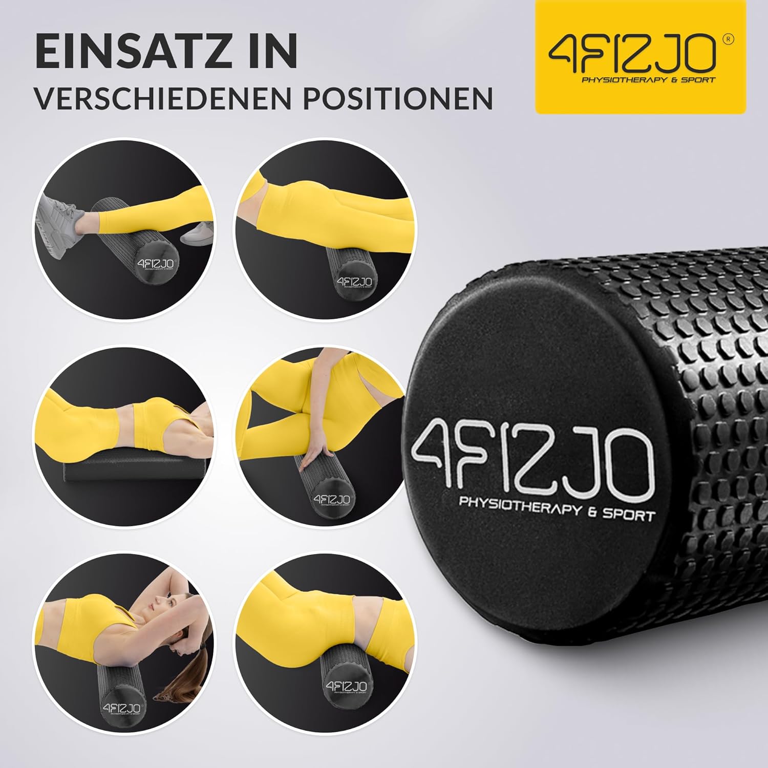 4FIZJO Faszienrolle mit Noppen aus EVA-Schaum, Durchmesser 15 cm, Länge 45 cm, Massagerolle, Rückenrolle, leicht, langlebig, mittlere Härte, Faszientraining, Massagetraining, schwarz – Bild 9