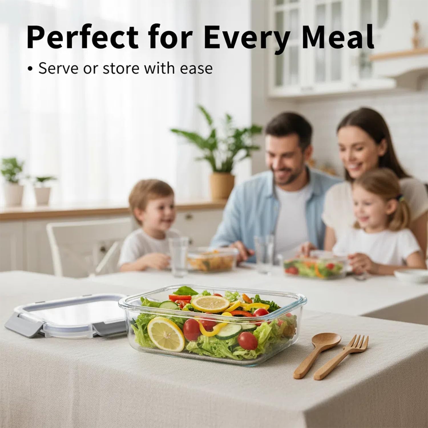 Glasbehälter mit Deckel, 2-teilige Meal-Prep-Boxen & Frischhaltedosen, 2 x 1040 ml, aus Borosilikatglas, BPA-frei & luftdicht für Mikrowelle, Gefrierschrank & Spülmaschine, Frischhaltedose – Bild 8