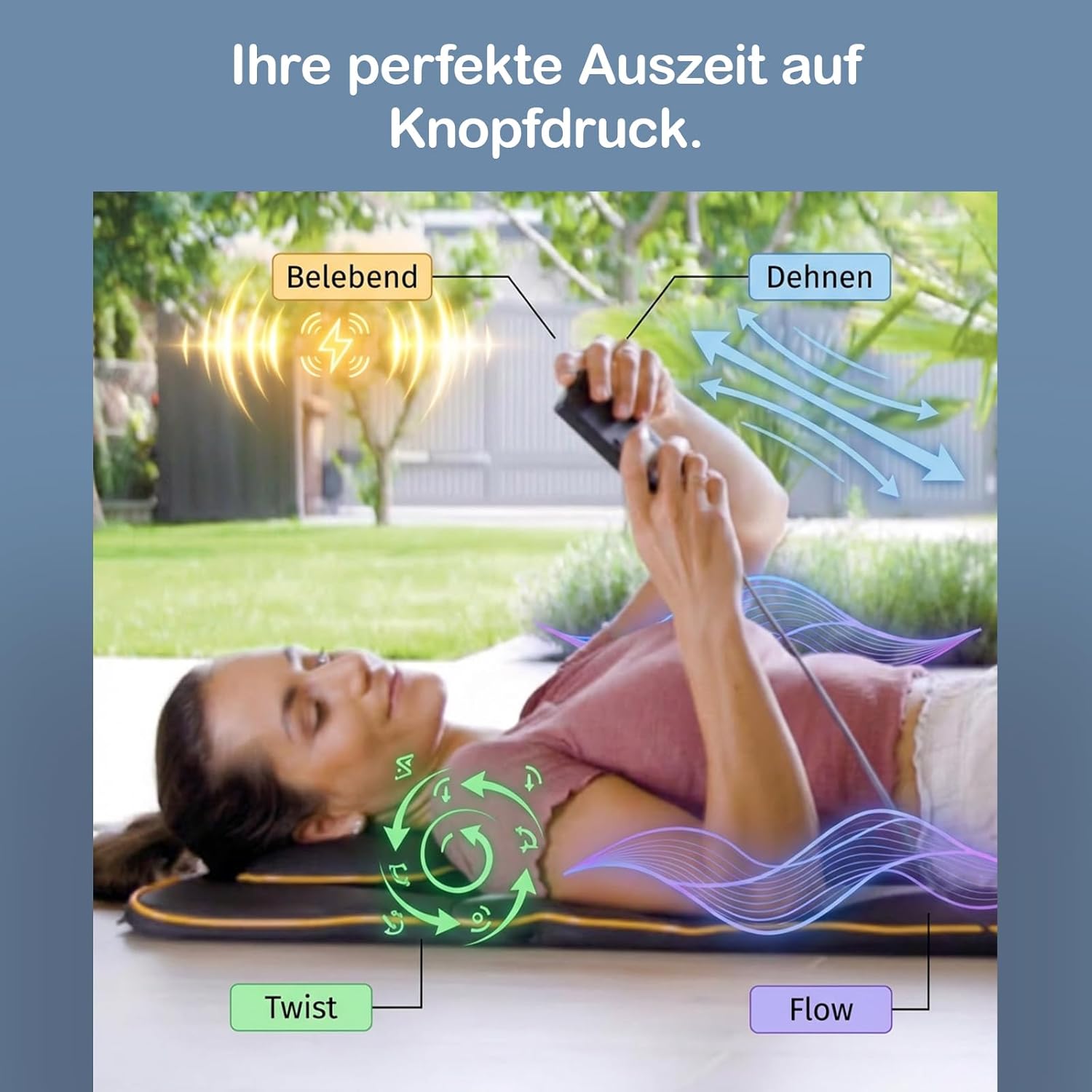 Belena Air Stretch, elektronische Stretch- und Massagematte, Ganzkörper-Massagematte mit Wärmefunktion, Massage, Yoga-inspiriertes Dehnen für Schultern, Rücken und Nacken – Bild 6