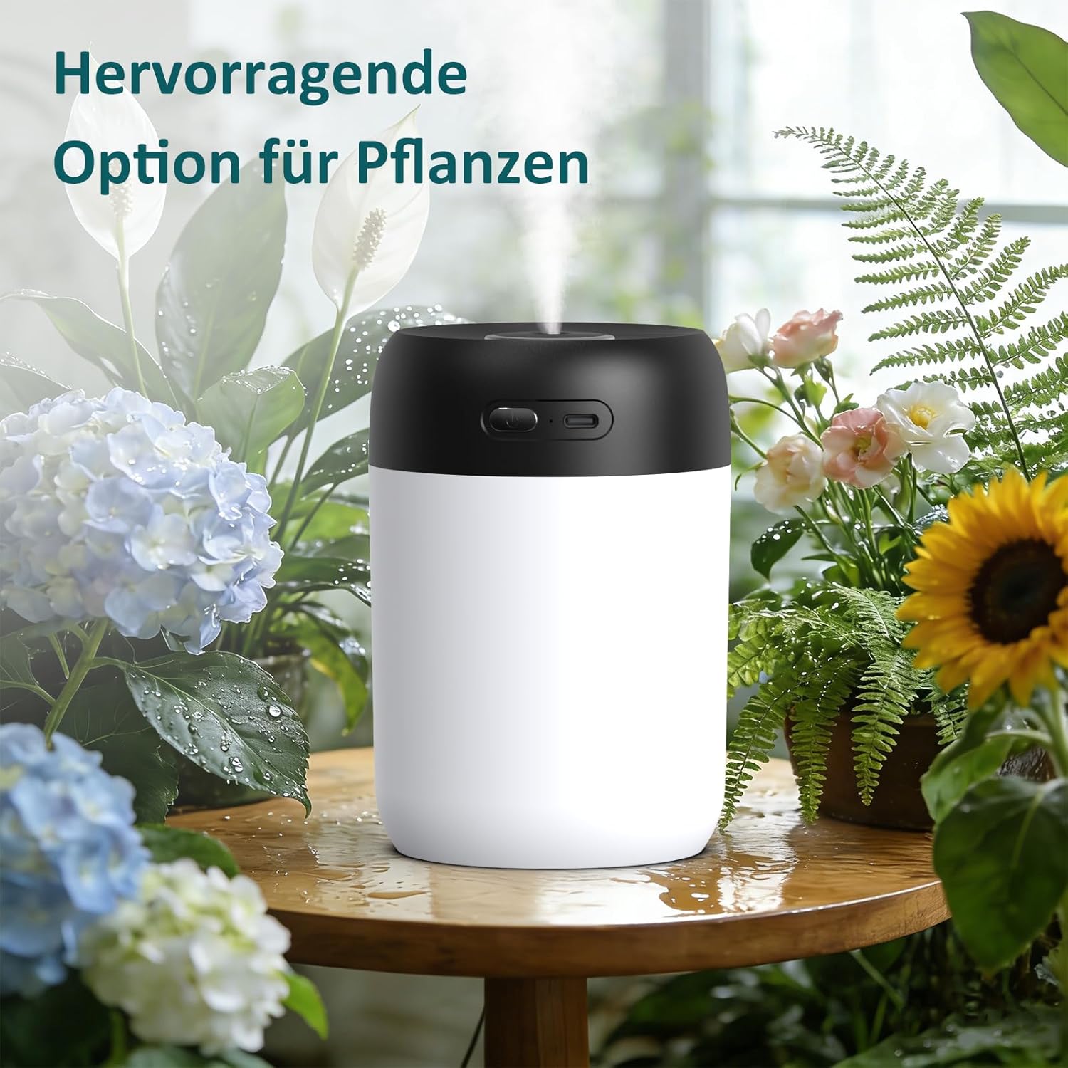 Kissleaf Luftbefeuchter für Schlafzimmer und Kinderzimmer, 650 ml, tragbarer Mini-Raumbefeuchter, leiser Tischbefeuchter ohne Kabel, schwarz – Bild 2