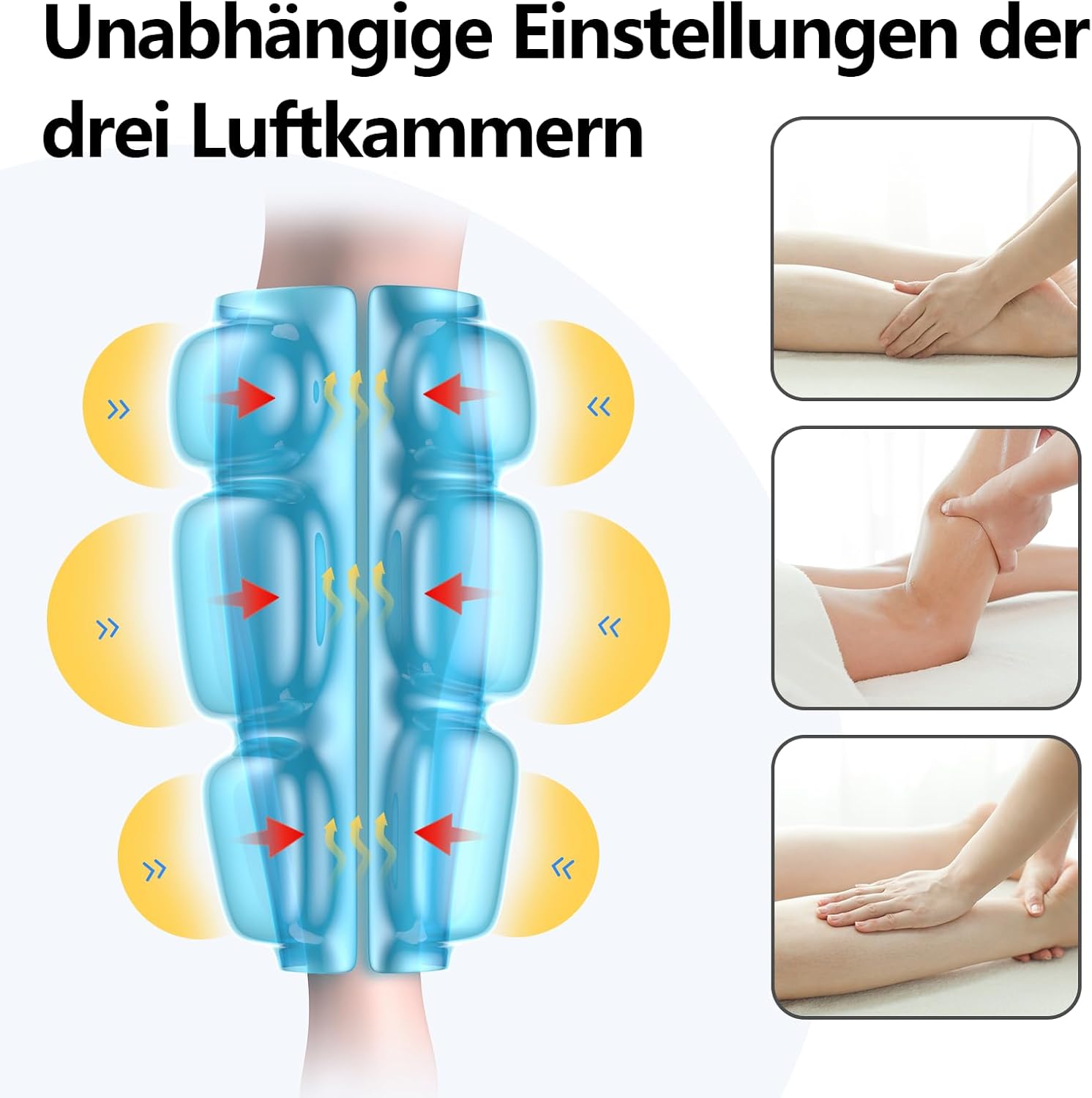 Comfytemp Kabelloses Beinmassagegerät (2 Stück), Luftkompressionsmassage mit Heizung für Beine, Waden, Unterschenkel, 45 x 33 cm, Massagegerät mit DIY, Steuerung per Knopfdruck und App, 2500 mAh Akku – Bild 4