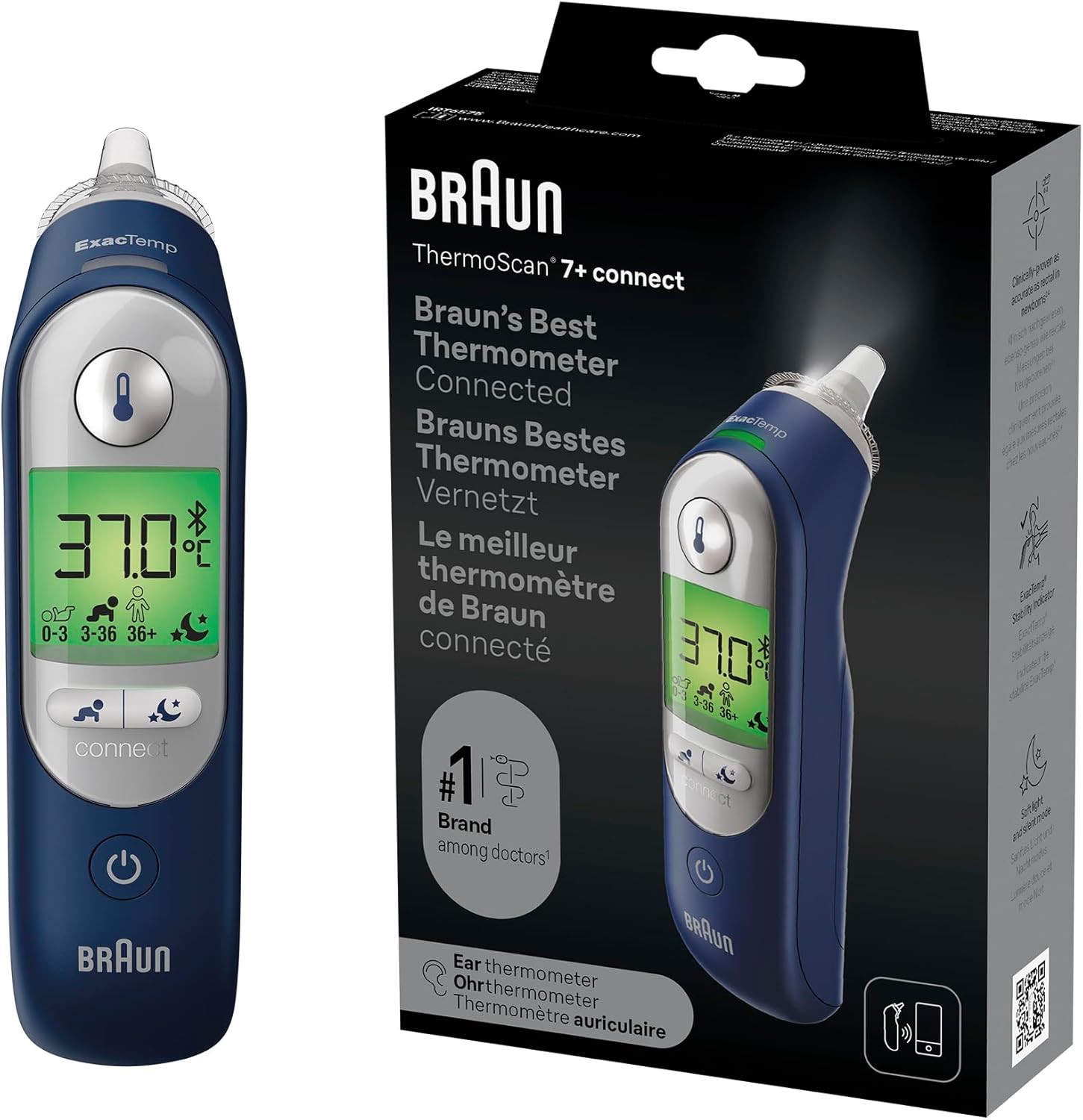 Braun ThermoScan 7+ Connect Ohrthermometer, kompatibel mit der Braun Family Care App, Age Precision-Technologie, farbcodiertes Digitaldisplay, Baby- und Kleinkinderfreundlich – Bild 7