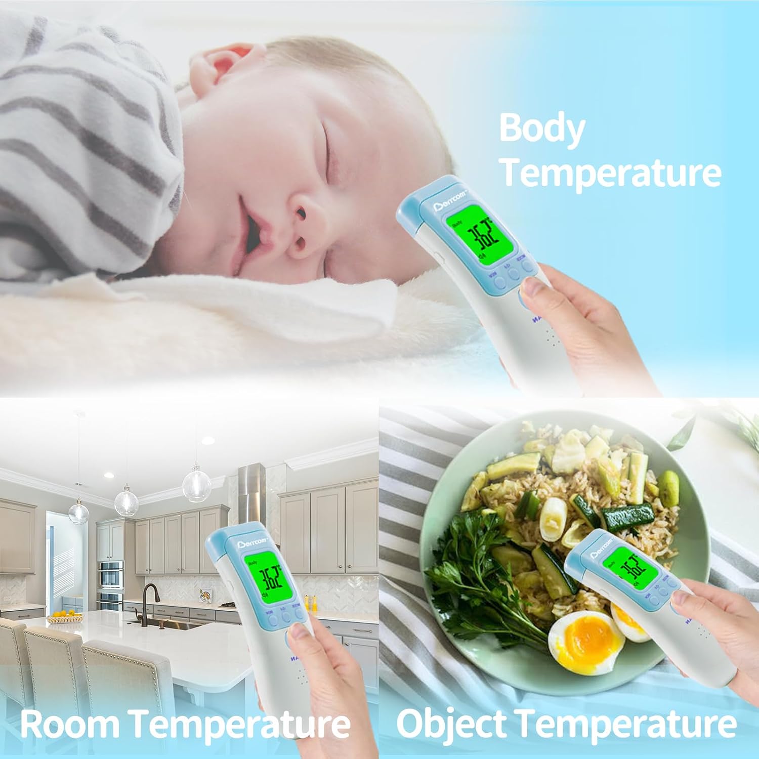 Berrcom Fieberthermometer, kontaktloses Stirnthermometer für Babys, digitales Infrarot-Medizinthermometer mit Fieberalarm – Bild 6