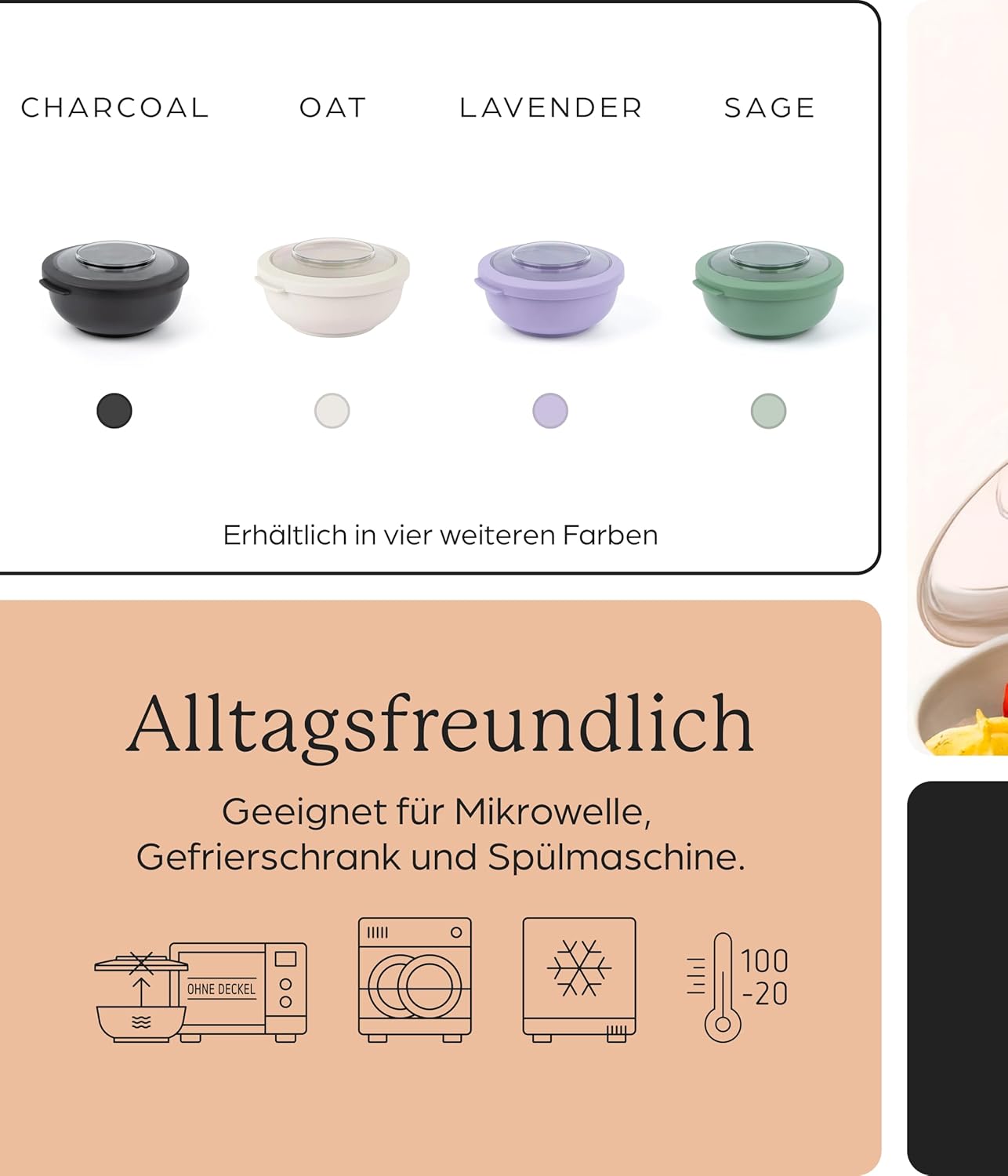 Amuse Tylla Lunchbox für Erwachsene (700 ml) | Luftdichte Frischhaltedosen mit Deckel | Meal-Prep-Box | BPA-freie Lunchbox, mikrowellengeeignet | Salat-To-Go-Box | Lunchbox | Behälter zum Einfrieren – Bild 6