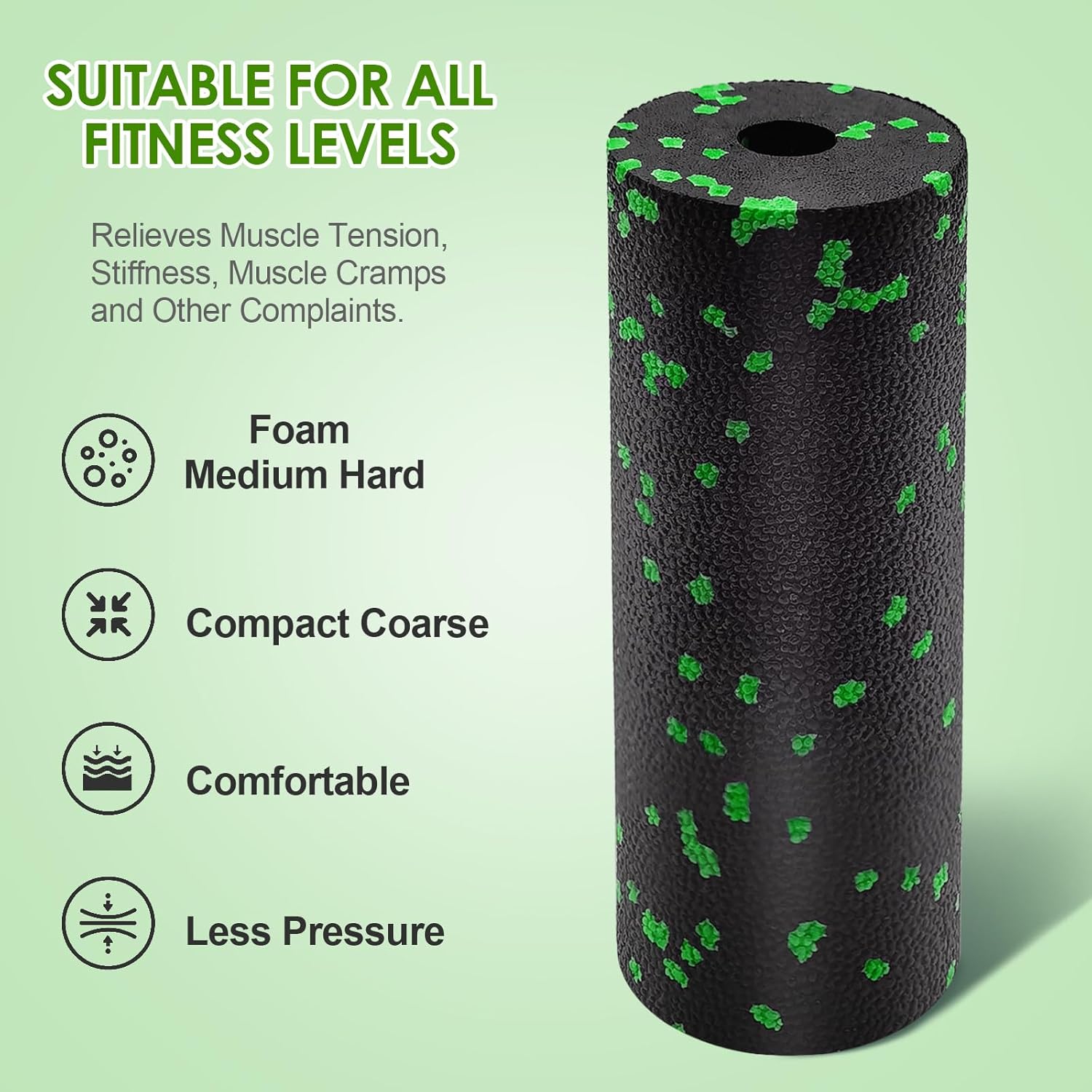 Faszienball und kleine Faszienrolle, Massageball-Set, Stress abbauen und verspannte Muskeln entspannen, Duoball für Wirbelsäule, Fuß, Nacken und Rücken (grün) – Bild 4