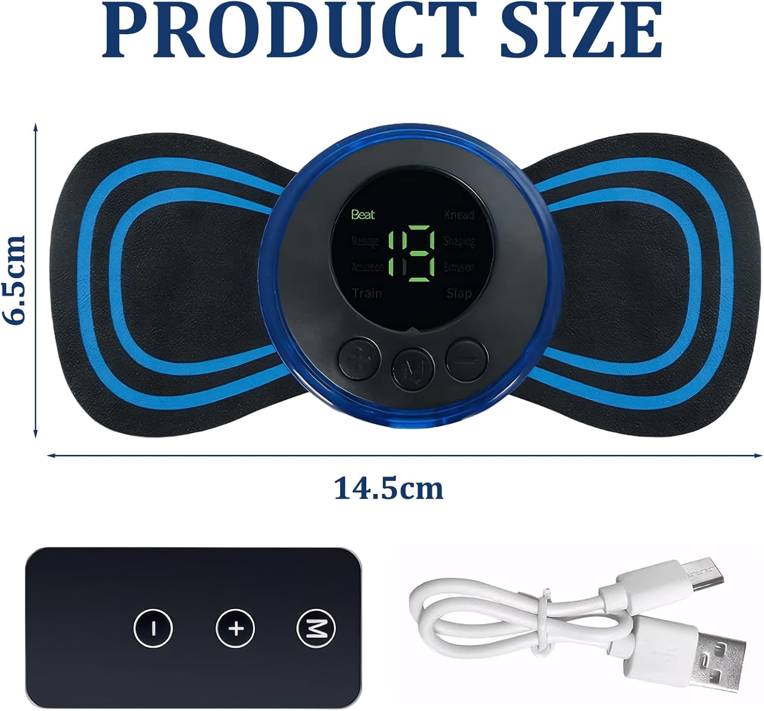 Elektrisches Nackenmassagegerät, tragbares Nackenmassagegerät, 8 Geschwindigkeiten und 19 Modi, USB-Mini-Massagegerät, Ems-Massagegerät mit Digitalanzeige und Fernbedienung, für Arme/Schultern/Nacken/Rücken/Bauch – Bild 2
