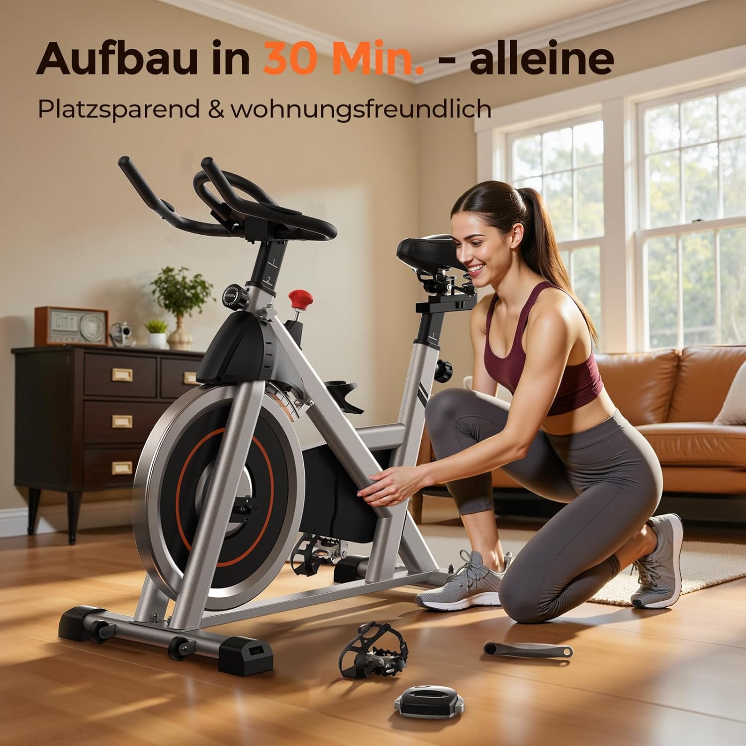 【2026 Aktualisiert】YOSUDA Heimtrainer Fahrrad, Leises Hometrainer Fahrrad mit einstellbarem magnetischem Widerstand, LED-Monitor, Tablet-Halter, Spining Bike Inndoor für Kardiotraining zu Hause – Bild 9
