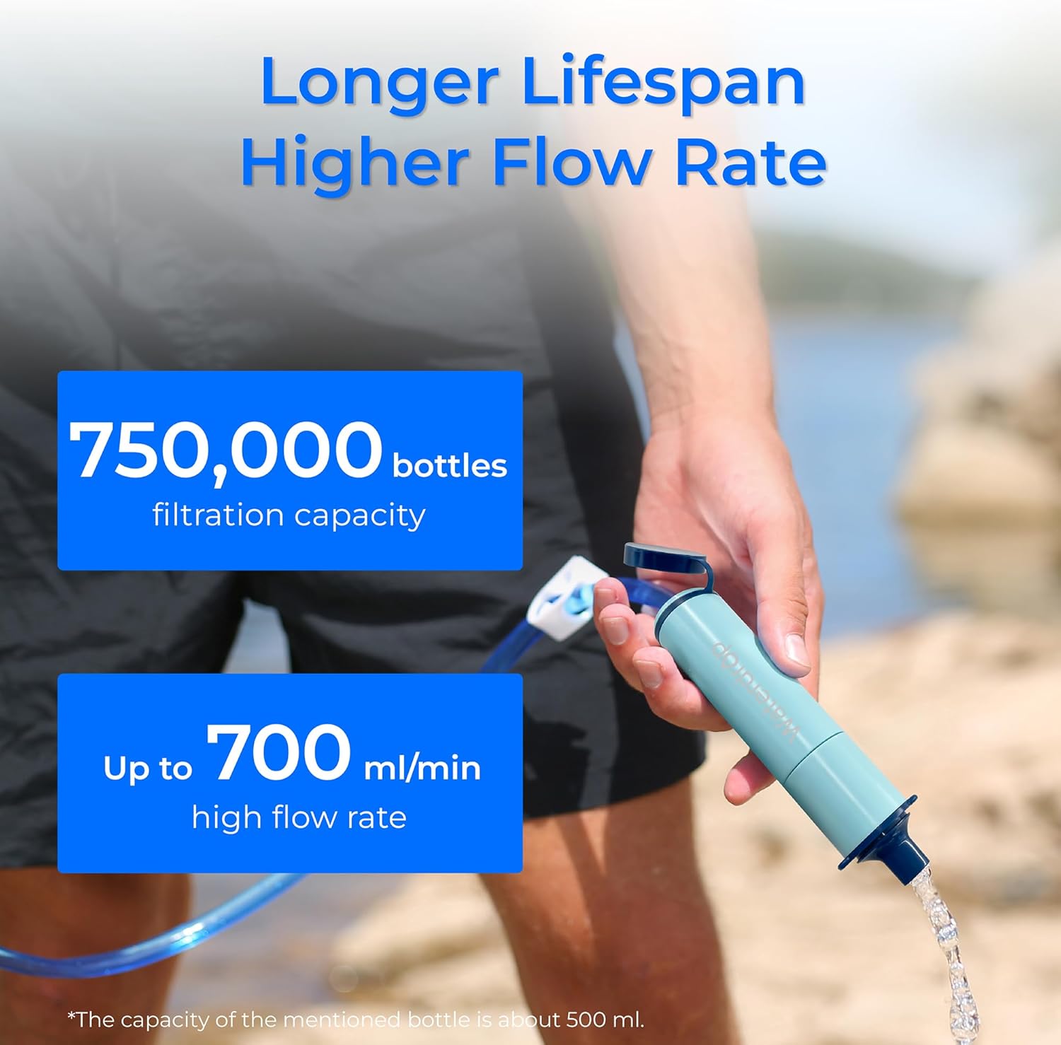 Waterdrop Wasserfilter für den Außenbereich – entfernt 99,99 % aller Bakterien, Wasserfilter, Outdoor-Survival-Wasserfilter, Camping-Filtersystem mit Schwerkraft – Wasserbeutel für Notfälle, Wandern, Reisen – Bild 5