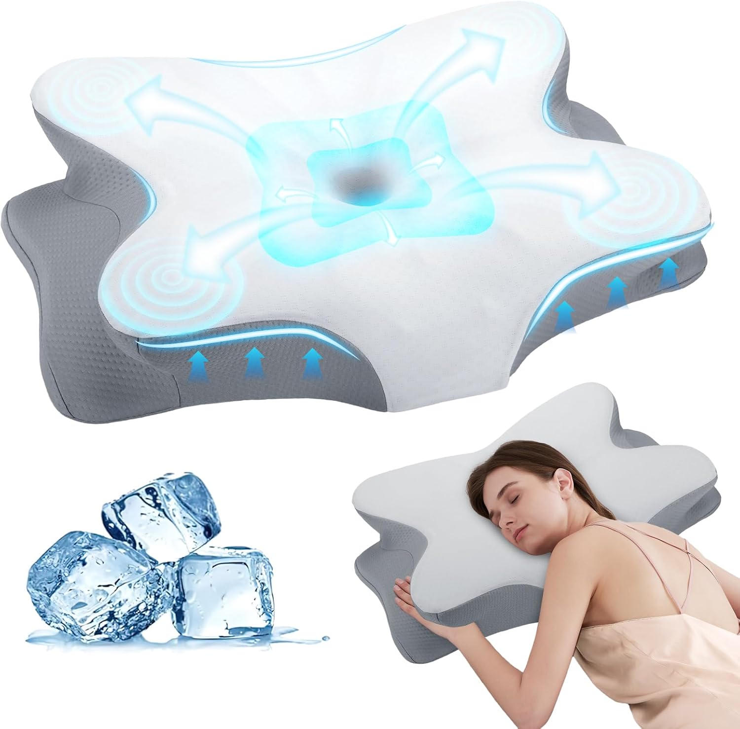 Nackenkissen – Memory-Schaum-Kissen – stabile Nackenstütze, Schlafkissen, Kissen zum Schlafen – ergonomisches Seitenschläferkissen – Nackenstützkissen für Seiten-, Rücken- und Bauchschläfer