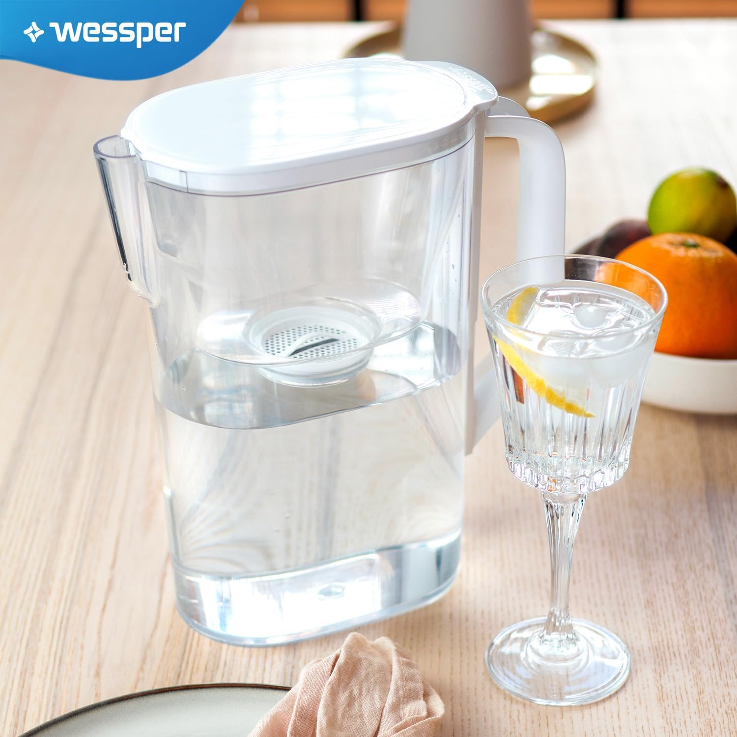 Wessper Wasserfilterkanne 2,7 L kompatibel mit Brita Classic für Kühlschranktür, Wasserfiltersystem zur Reduzierung von Kalk, Chlor, Wasserfilterkanne + Wasserfilter Aquaclassic, weiß – Bild 5