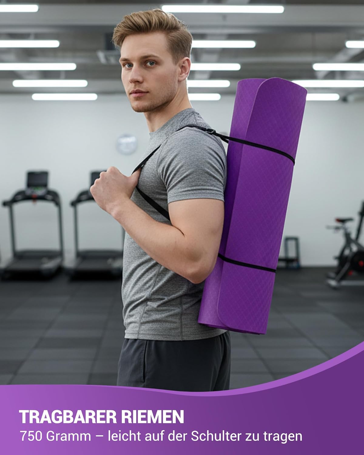 Good Nite Yogamatten für Damen, rutschfeste strukturierte Oberflächen, Gymnastikmatte, 6/10 mm Stärke mit Tragegurt, TPE-Trainingsmatte für Yoga, Pilates, Gymnastik (183 x 61 cm). – Bild 7
