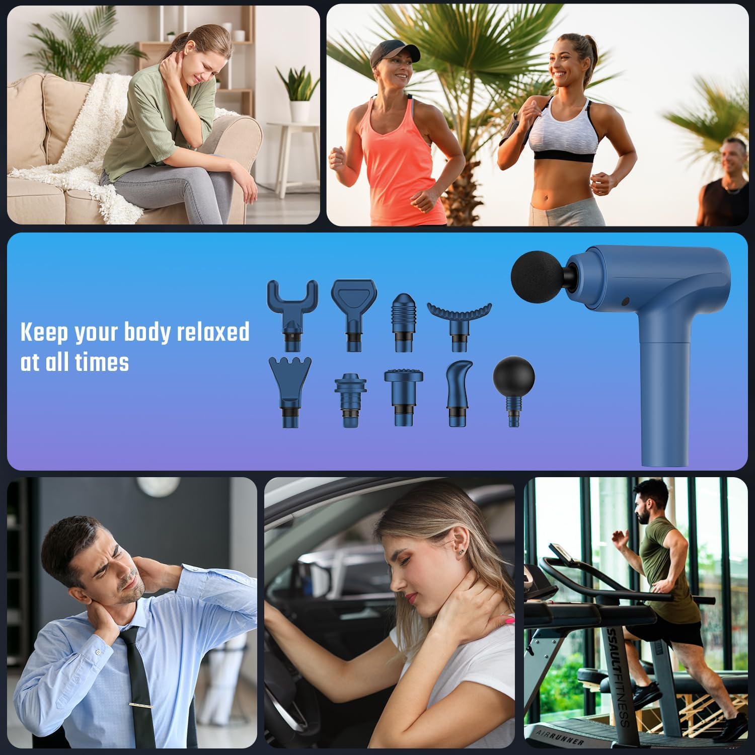 Massagepistole, Muskel-Percussion-Massagegerät, Massagepistole mit LED-Touchscreen, 20 Geschwindigkeiten, 9 Massageköpfe, Tragetasche, leise elektrische Massagepistole, Geschenk für Männer und Frauen – Bild 8