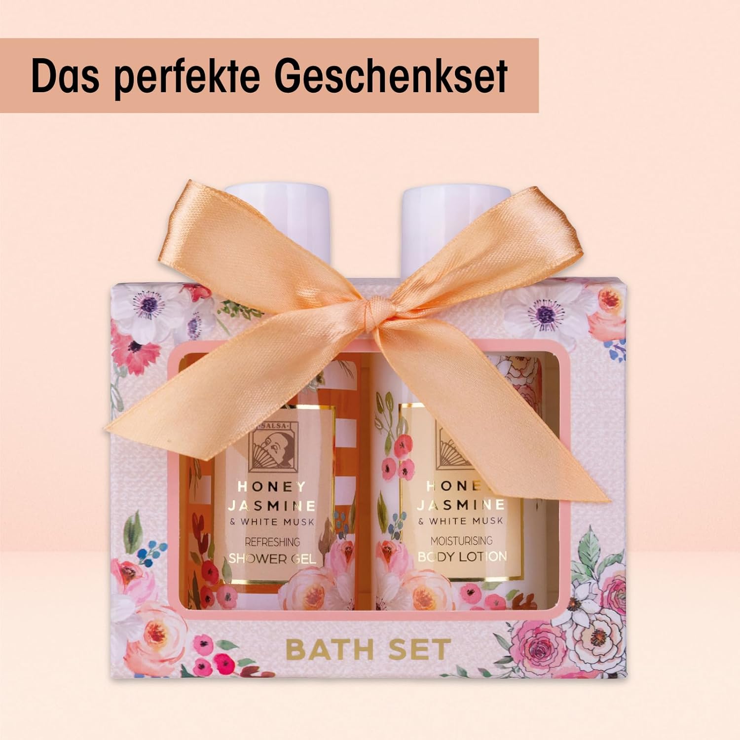 Accentra – Duschset Damen Geschenkset Honey Jasmine in schöner Geschenkbox – 2-teiliges Pflegeset mit Duschgel und Bodylotion – Wellness-Geschenkset zum Valentinstag, Muttertag und Geburtstag – Bild 2