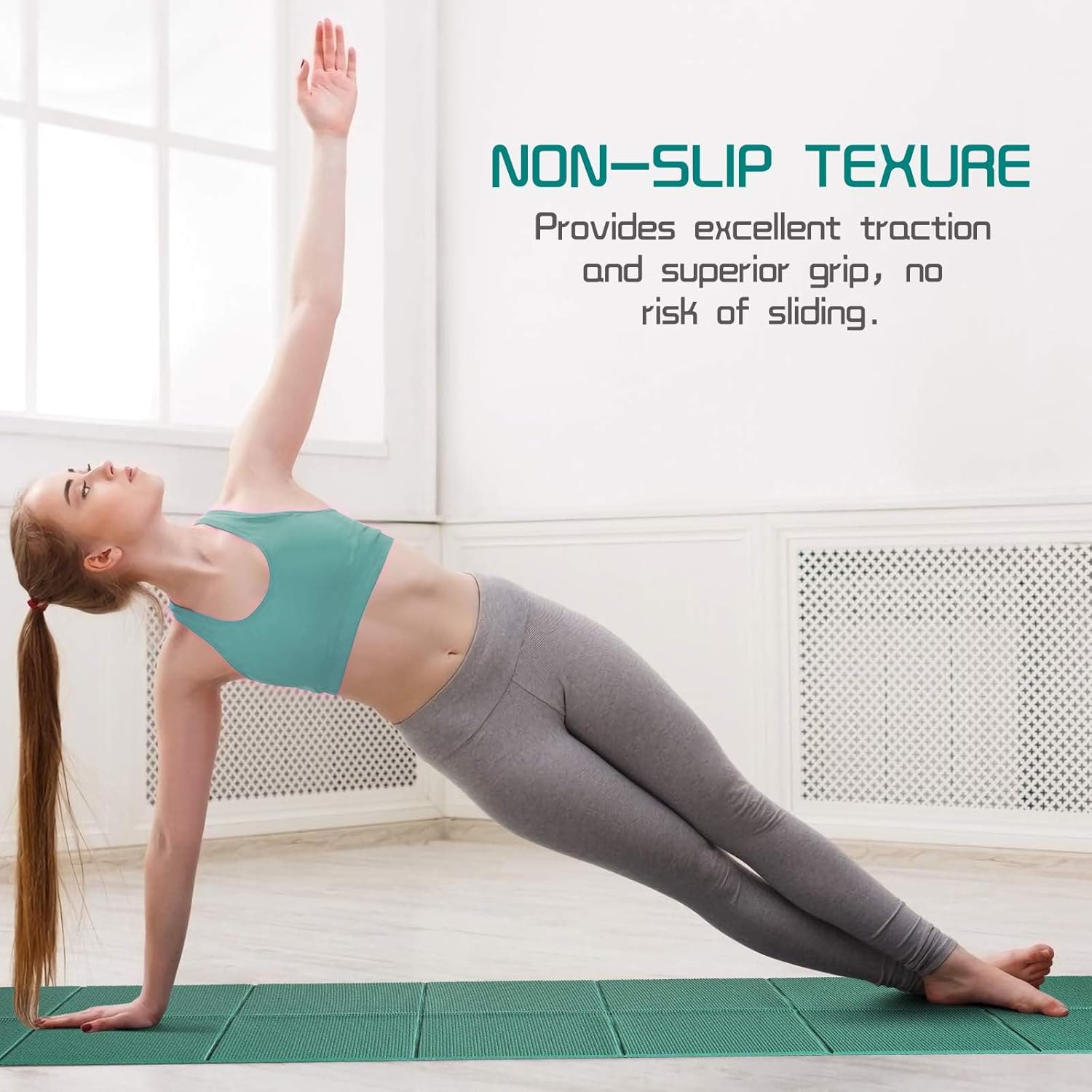 Avoalre Yogamatte rutschfest,173 X 61CM Tragbare Trainingsmatte 5MM,Reise Yogamatte faltbar Gymnastikmatte, ideal für Reise,Yoga, Pilates & Workout – Bild 5