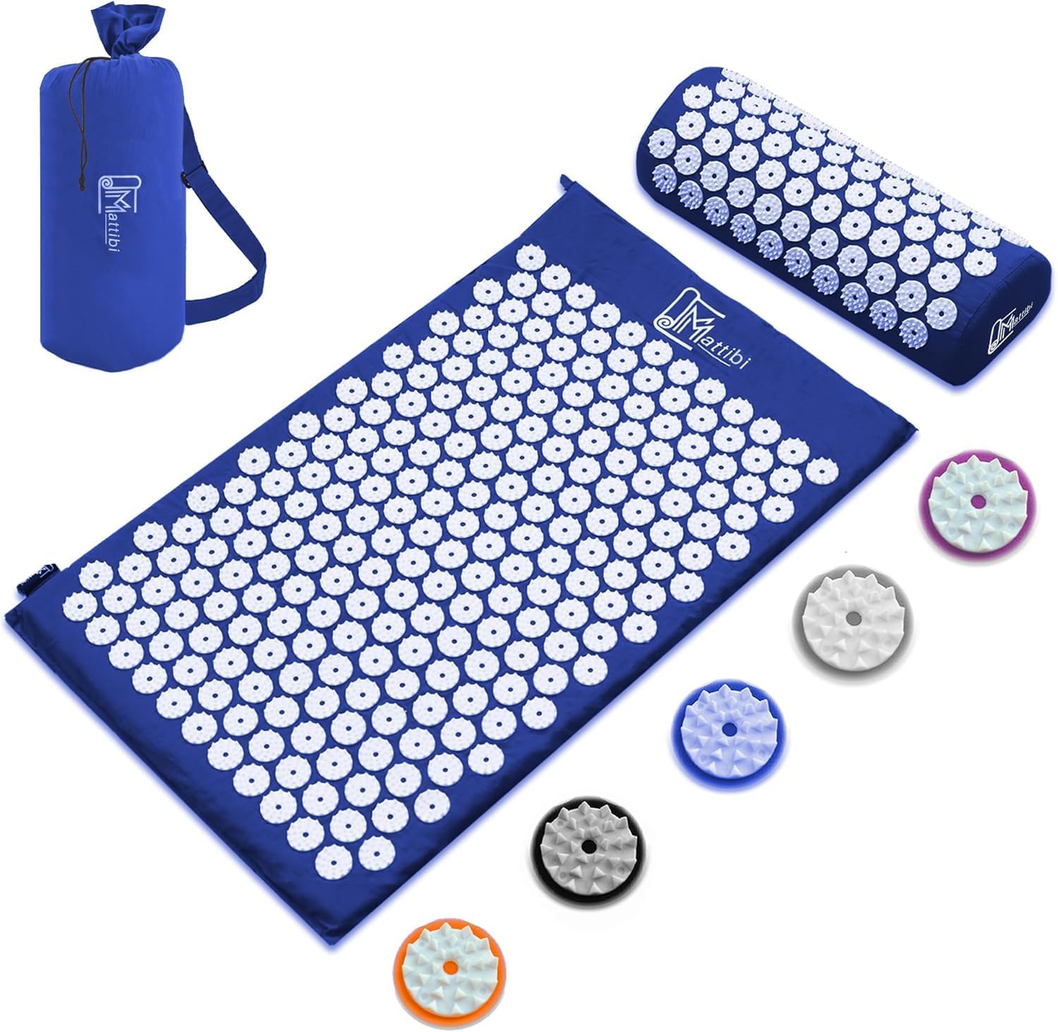 Akupressurmatte mit Kissen für Massage und Schmerzlinderung (Das Original), blaues Nadelmatten-Set zur Entspannung für Nacken, Rücken, Füße, Yantra-Matte, Stachelmatte für Meditation
