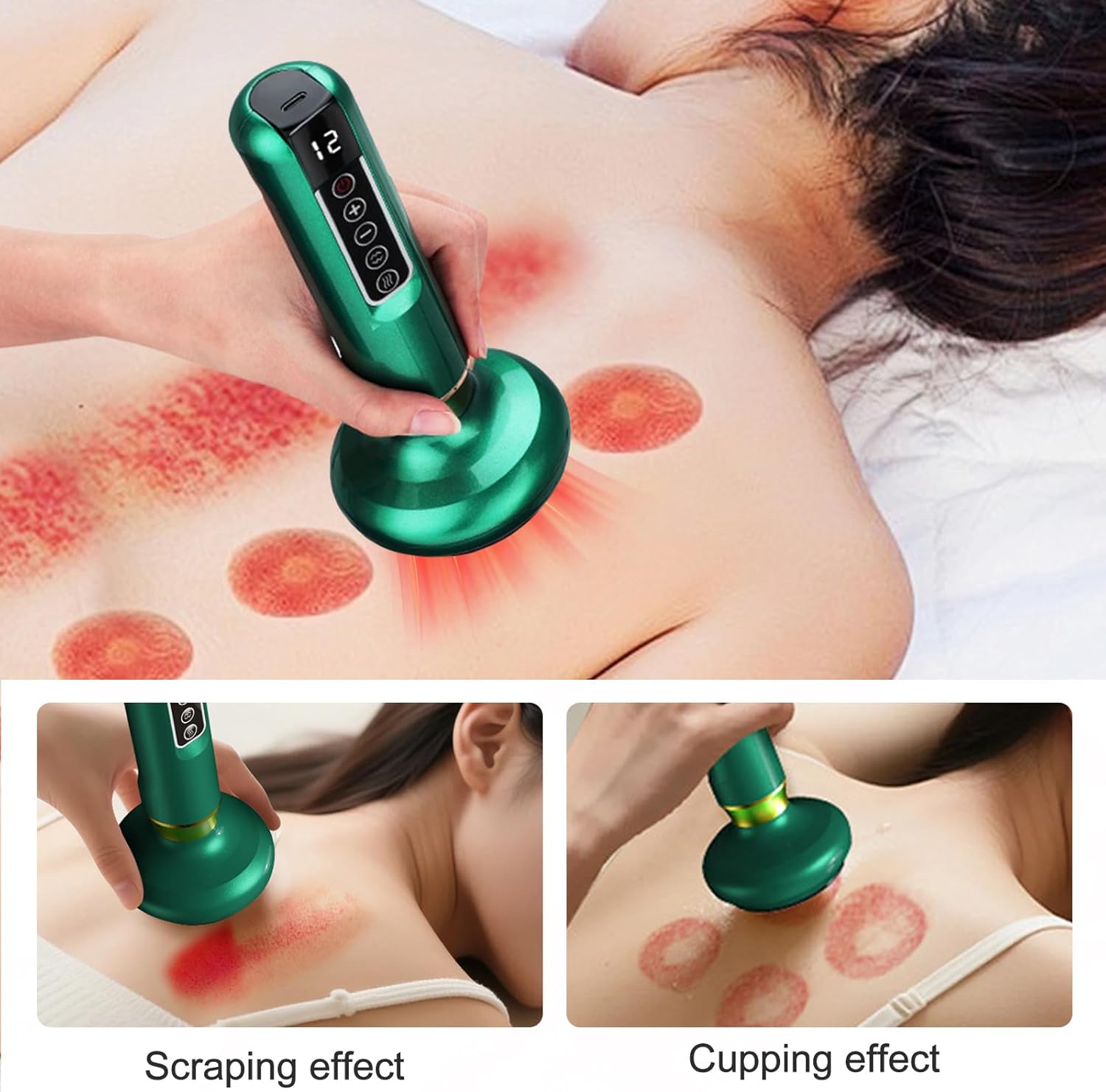 Körpermassagegerät mit Vibration, elektrisches Massagegerät für Arme, Beine, Rücken und Bauch, tragbares Mini-Massagegerät für Zuhause und Reisen – Grün – Bild 6