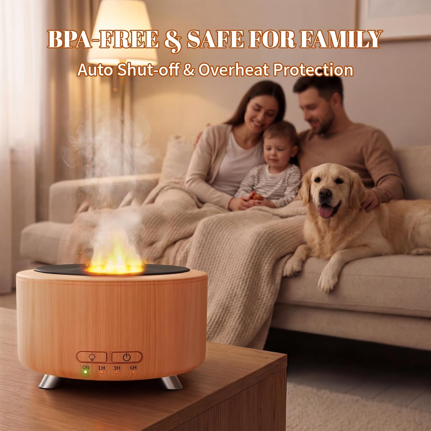 Aroma Diffuser für Ätherische Öle, 500ML Aromatherapie Öle Diffusor für Büro, Raum und Yoga, Ultraschall Diffusor mit Auto-Abschaltfunktion, 9-farbiges LED-Nachtlicht, helle Holzoptik – Bild 7