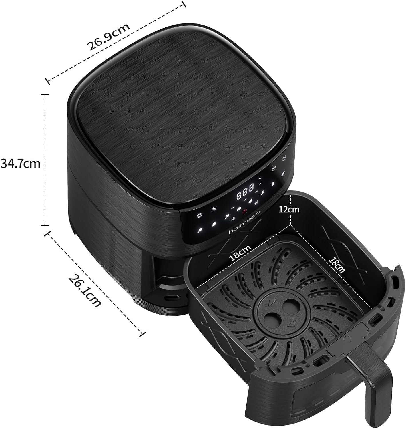 Airfryer 4L, Heißluftfritteuse mit Sichtfenster, ölfreie Fritteuse mit Schüttelerinnerung, Antihaftbeschichtung, 30–200 °C, 78 Rezepte, 8-in-1-Kocheinstellungen, leise Heißluftfritteuse – Bild 3