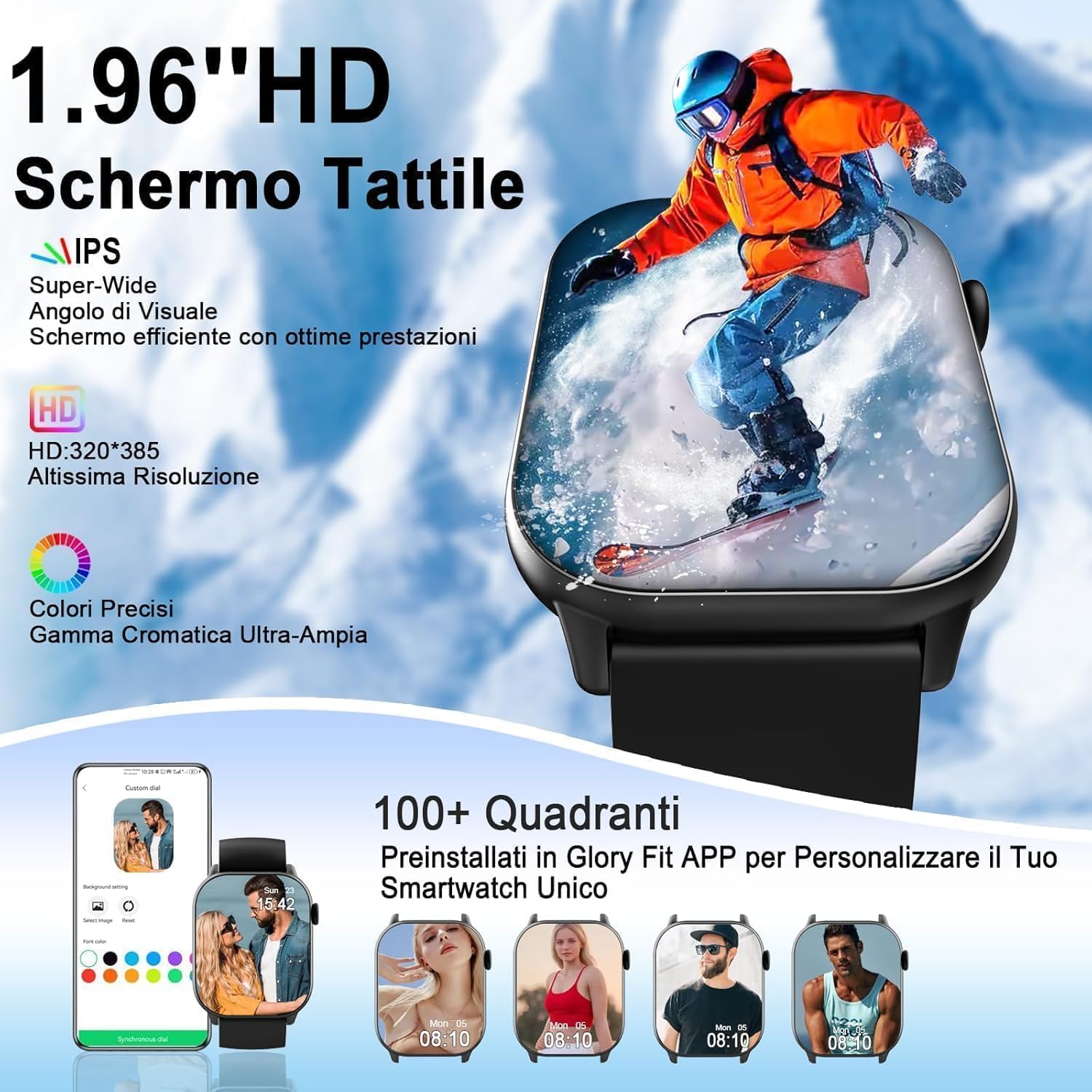 Smartwatch Herren Damen, 1,96" HD Smartwatch 2026 mit Telefonfunktion, Smart Watch Fitnessuhr 113+ Sportmodi, IP68 Wasserdicht, Sportuhr mit Herzfrequenz Schlafmonitor Schrittzähler, für Android iOS – Bild 3