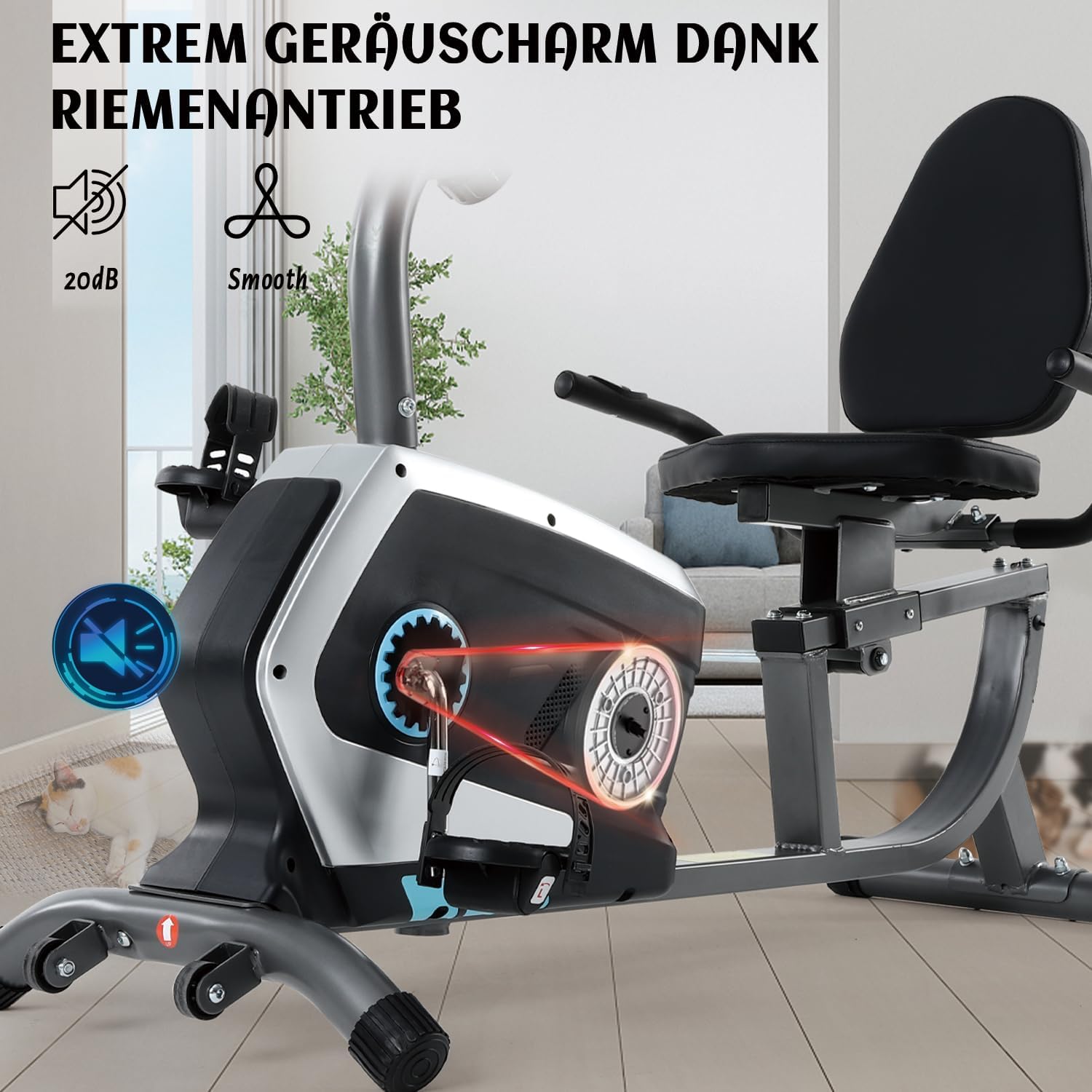 ISE Ergometer Heimtrainer mit Magnetbremssystem, Transporträdern, Pulssensoren und LCD-Display, 8 einstellbare Widerstandsstufen – Bild 5