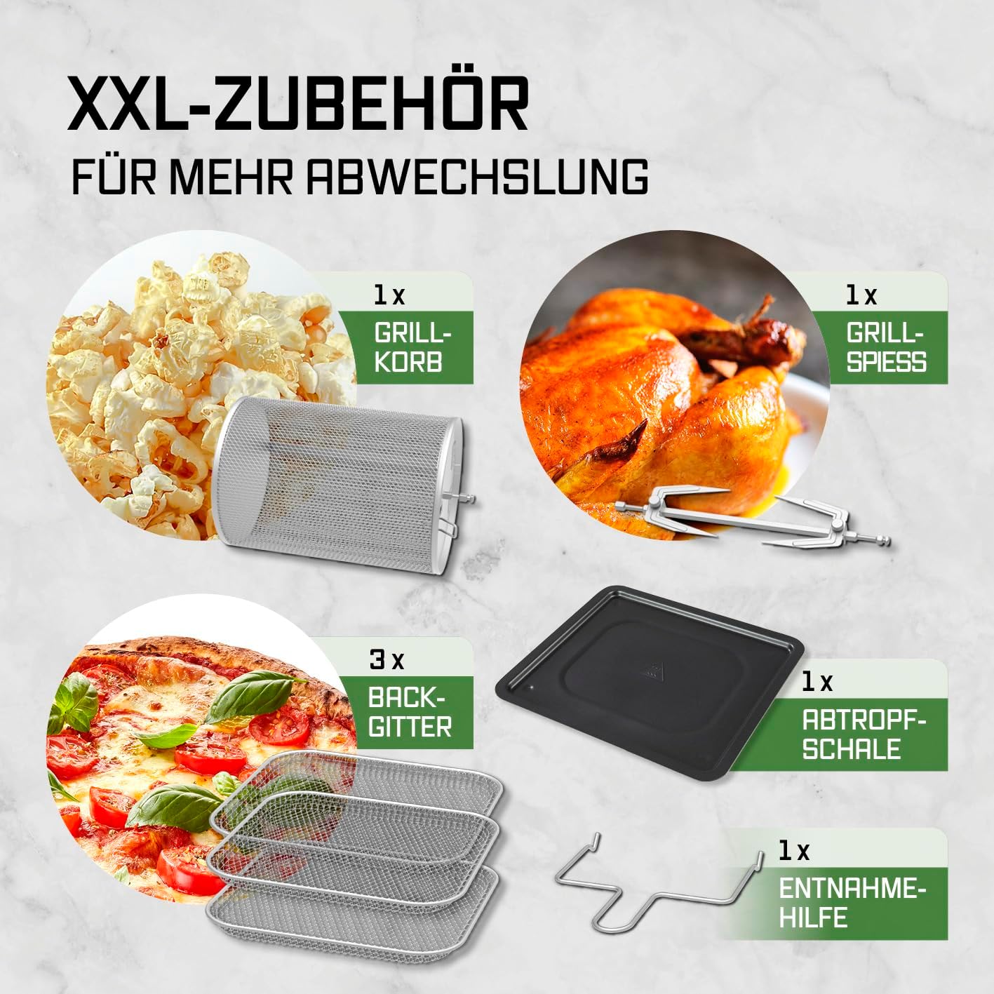 GOURMETmaxx Digitale XXL Heißluftfritteuse 12 Liter | Braten ohne Fett, Zubehör ist spülmaschinenfest | Edelstahldesign, 10 Programme und Timerfunktion (1.800 Watt/Schwarz) – Bild 5