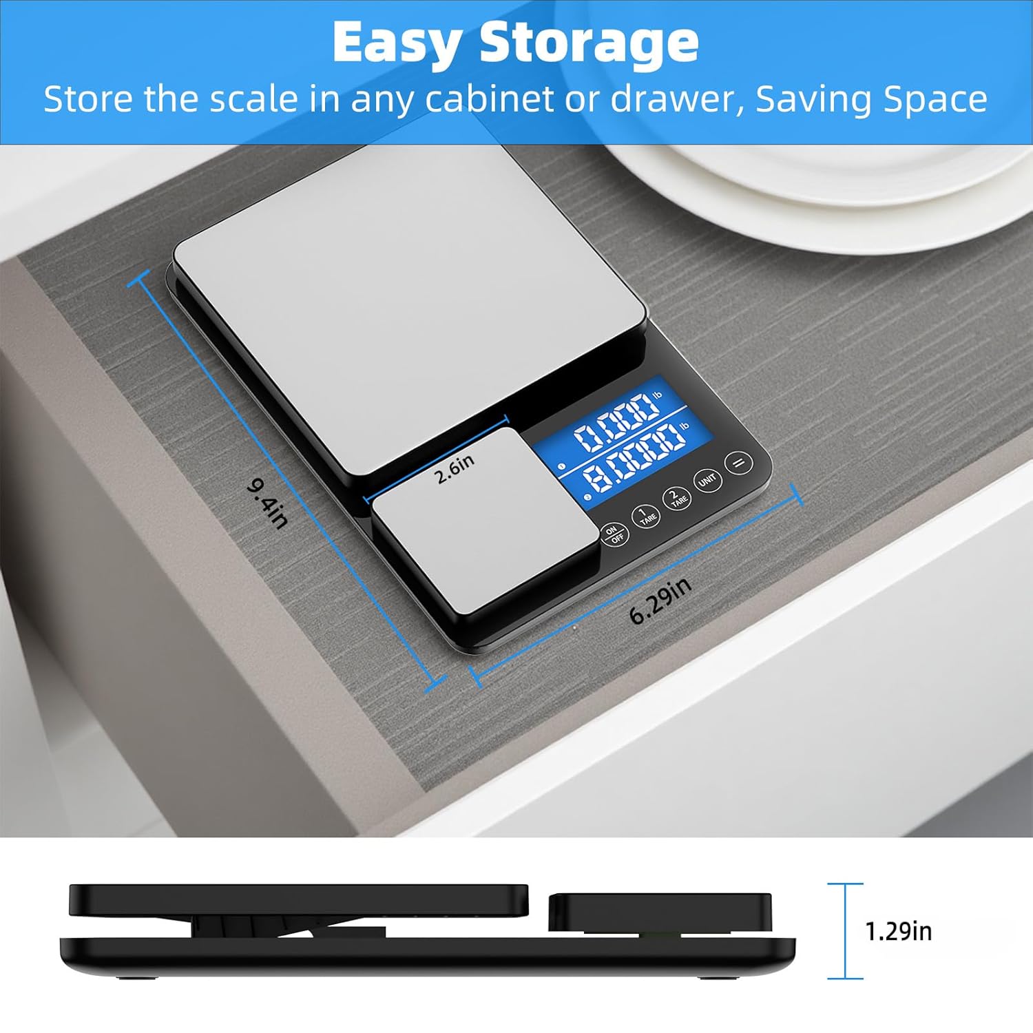 Diyife Küchenwaage mit 2 Plattformen, multifunktionale Küchenwaage digital 15 kg/1 g & 500 g/0,01 g, Präzisionswaage mit 7 Einheiten, LCD-Display, Tara-Abschaltautomatik, intelligente Gewichtskumulation – Bild 8