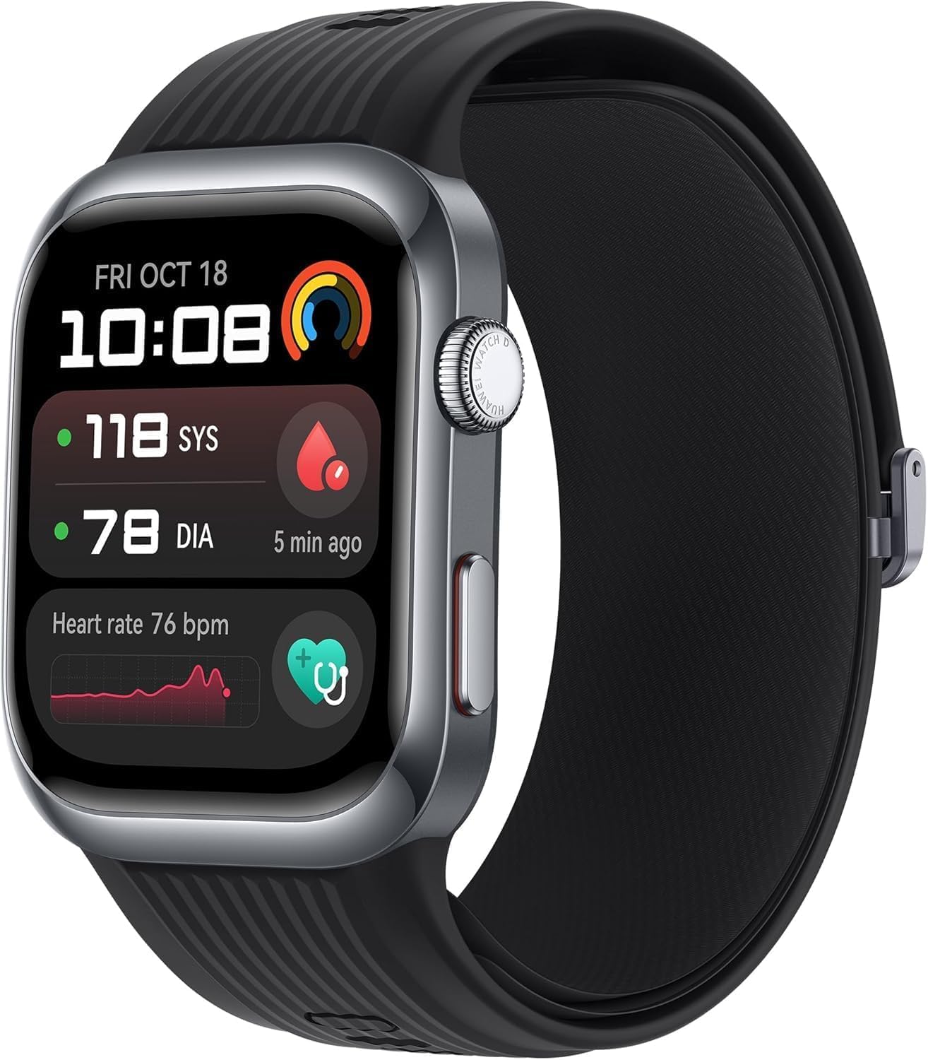 HUAWEI Watch D2 Smartwatch, 1,82 Zoll AMOLED-Display, ambulantes Blutdruckmessgerät, schlankes Design, EKG, Smart Lifestyle-Funktionen, Gesundheits-Community, kompatibel mit iOS & Android, Schwarz