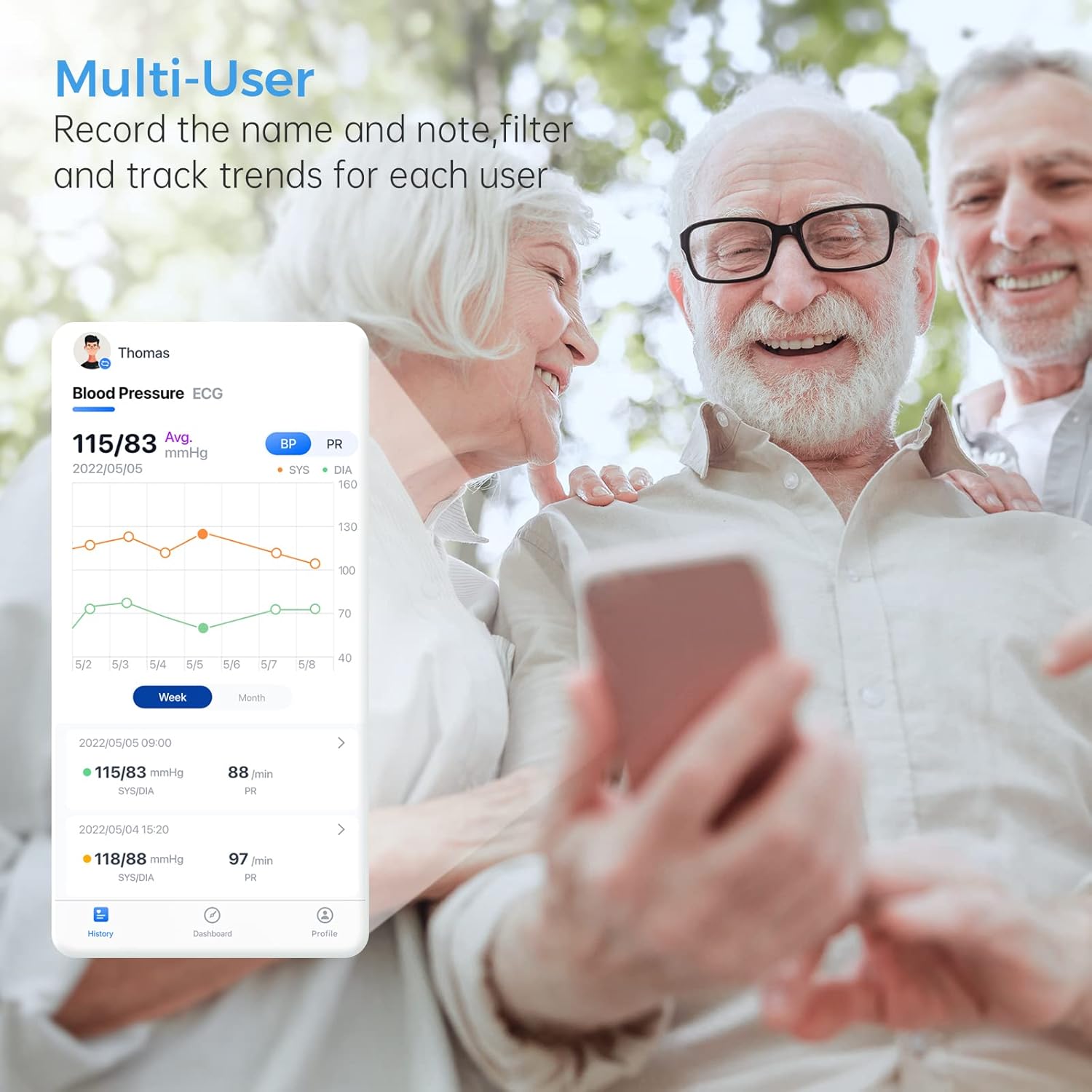 Wellue Armfit Plus Blutdruckmessgerät mit EKG-Funktion, Bluetooth-Oberarm-Blutdruckmessgerät für den Heimgebrauch, große Blutdruckmanschette, kostenlose App für iOS & Android – Bild 6