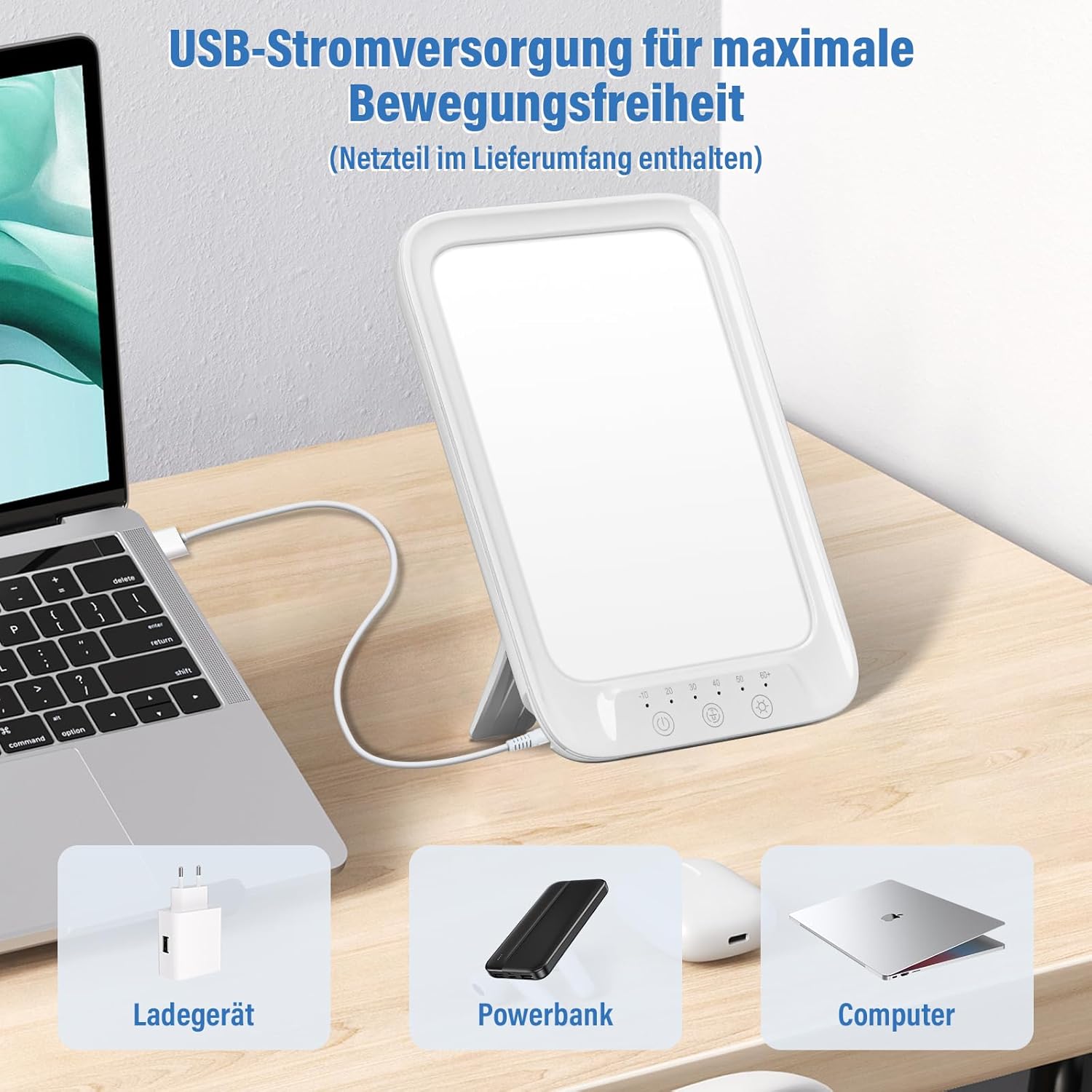 NIKYJM Tageslichtlampe 20000 Lux Lichttherapielampe mit 3 Farbtemperaturen, 10 Helligkeitsstufen und 6 Timern, UV-freie LED-Lichttherapielampe Tageslicht, Touch Control Sonnenlichtlampe – Bild 5
