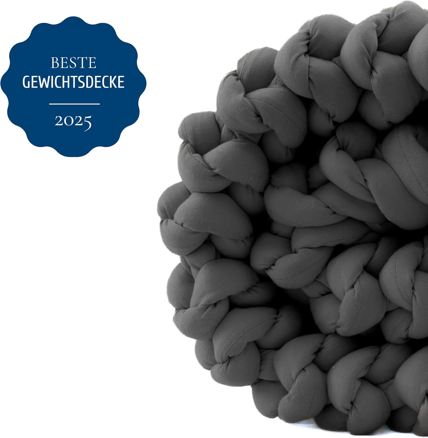 SIESTA Gewichtsdecke – Premium Grobstrick Grau (7 kg) – Atmungsaktive Therapiedecke gegen Stress & Schlafstörungen – 100 % RPET, nachhaltig, Öko-Tex & waschbar – Bild 7