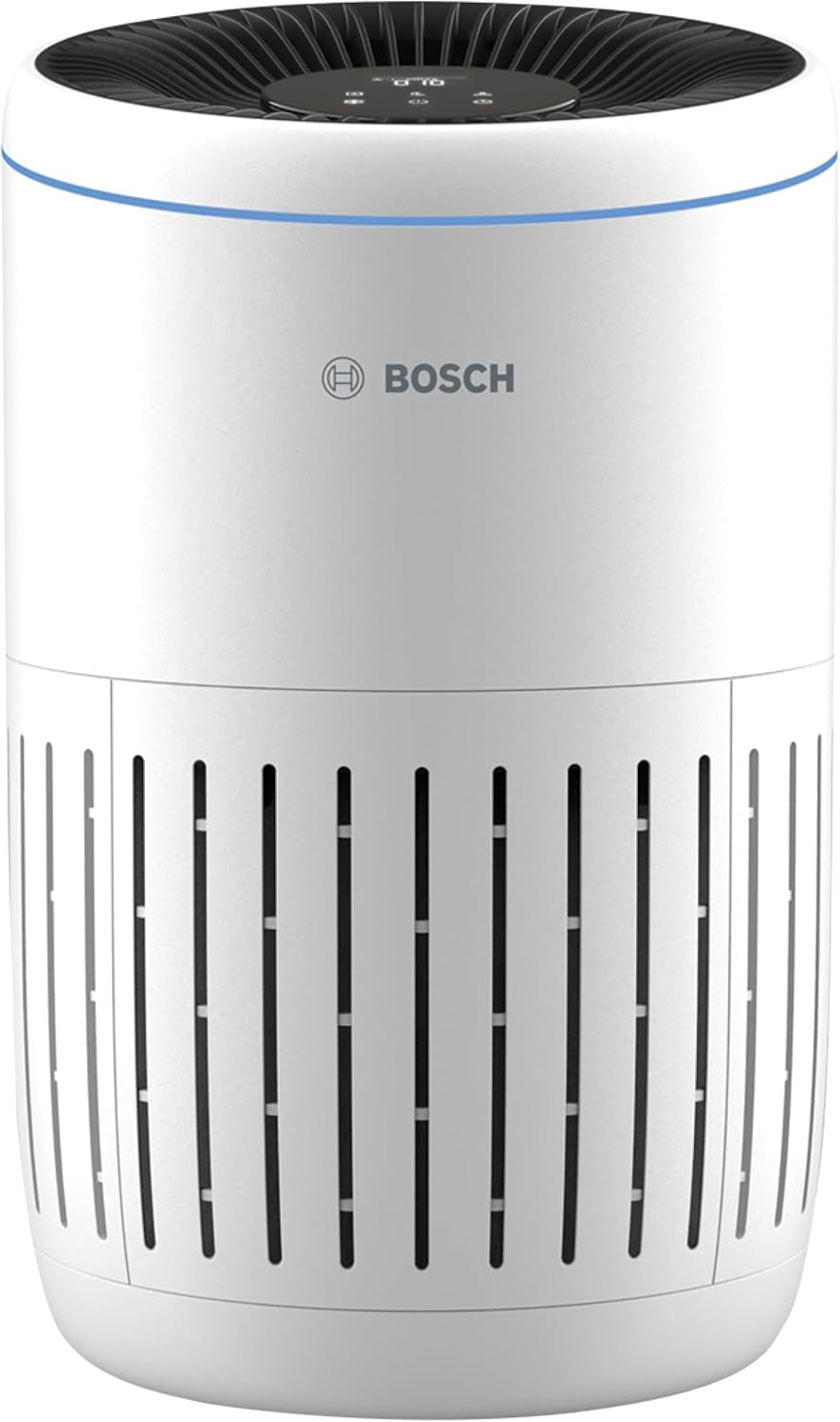 Bosch Air 2000 Luftreiniger – Für Räume bis 37,5 m² – Entfernt effizient Schadstoffe – Mit 3-in-1-Luftfilter, Smart Sensor, Automatikmodus, Schlafmodus (< 25 dB(A)) – CADR: 180 m³/h