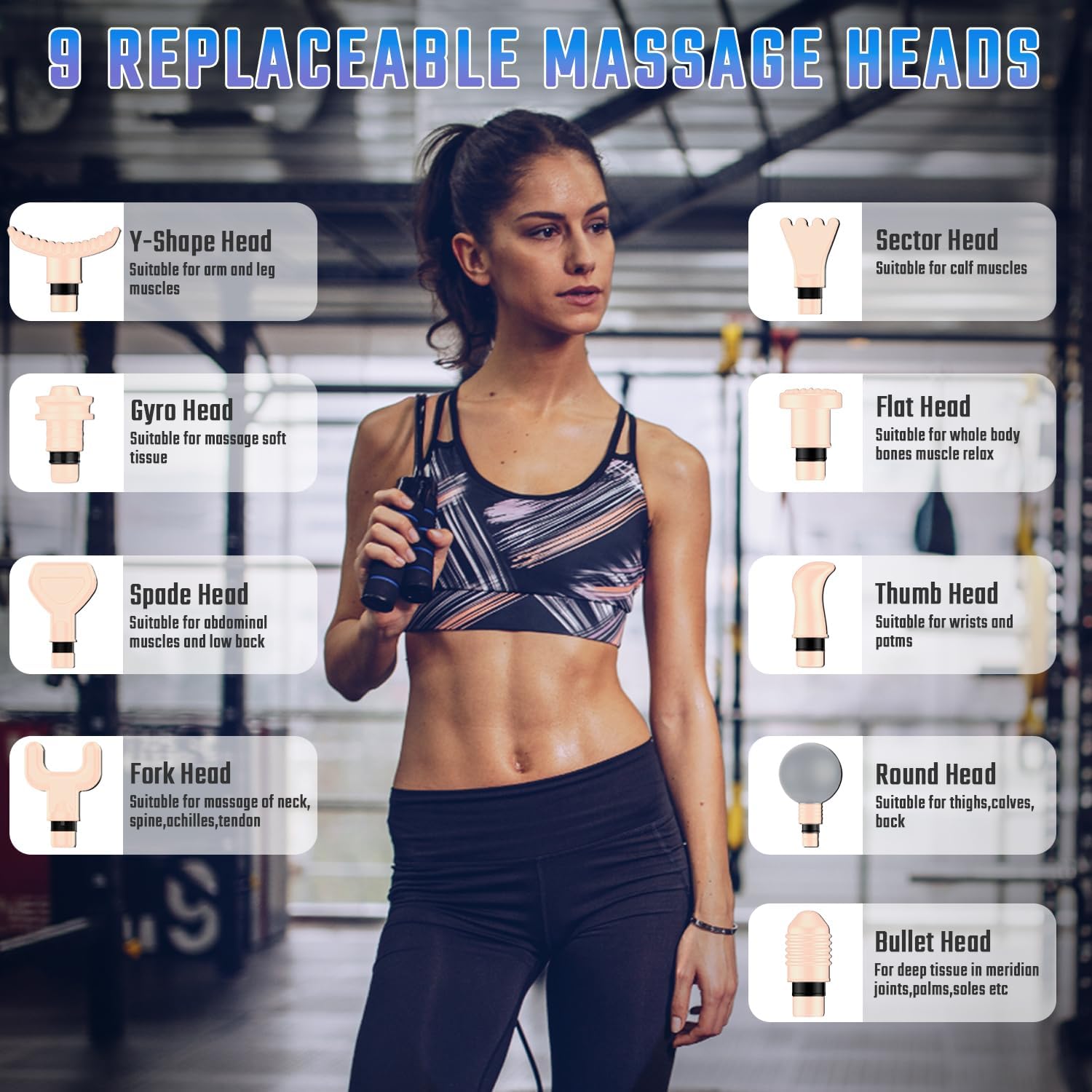 Massagepistole, Muskel-Percussion-Massagegerät, Massagepistole mit LED-Touchscreen, 20 Geschwindigkeiten, 9 Massageköpfe, Tragetasche, leise elektrische Massagepistole, Geschenk für Männer und Frauen – Bild 5