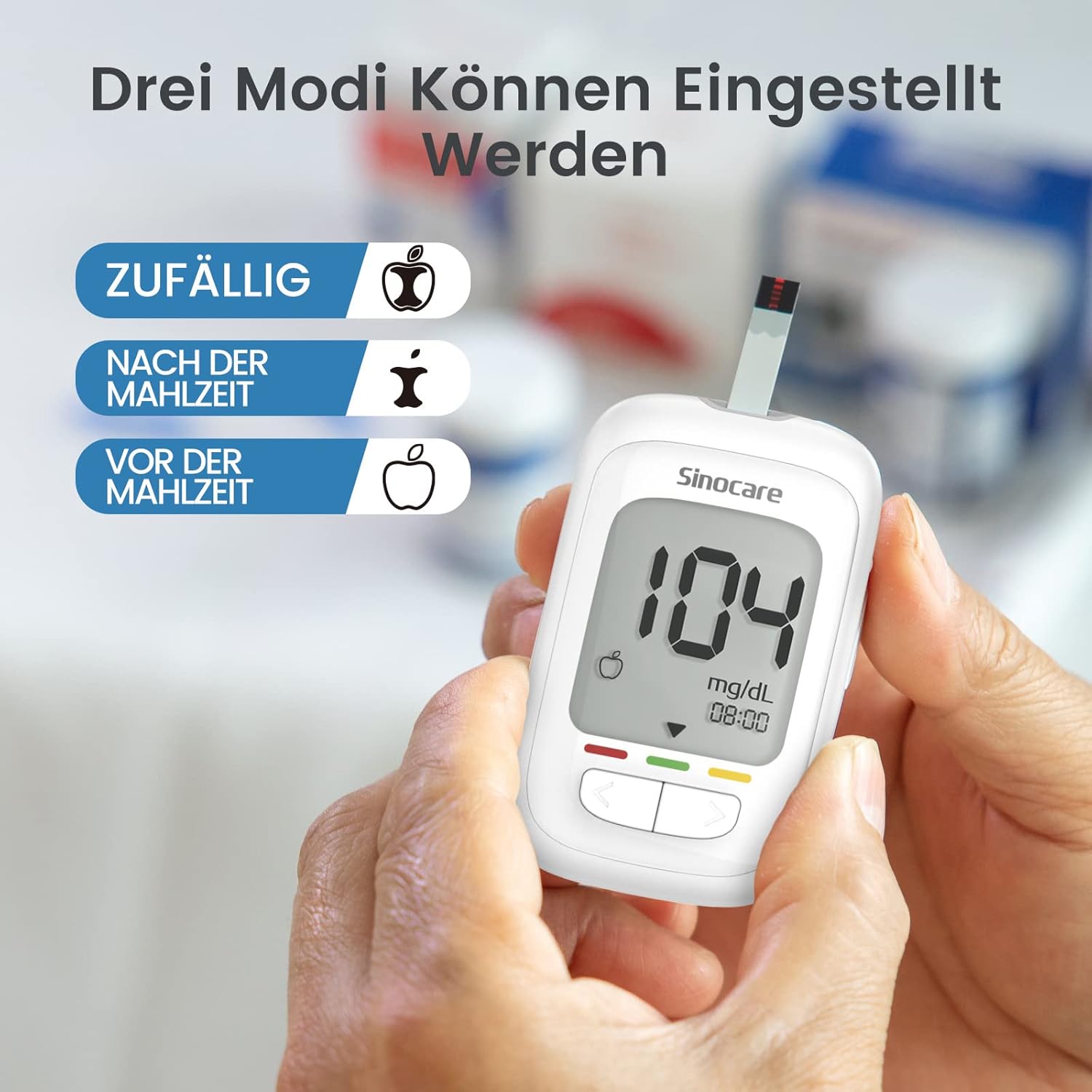 sinocare Blutzuckermessgerät-Set, Upgrade-Zuckermessgerät mit Teststreifen 50, Starter- und ältere Bedienungsfreundlich (Safe AQ Pro I Blutzuckermessgerät-Set 50) – Bild 7