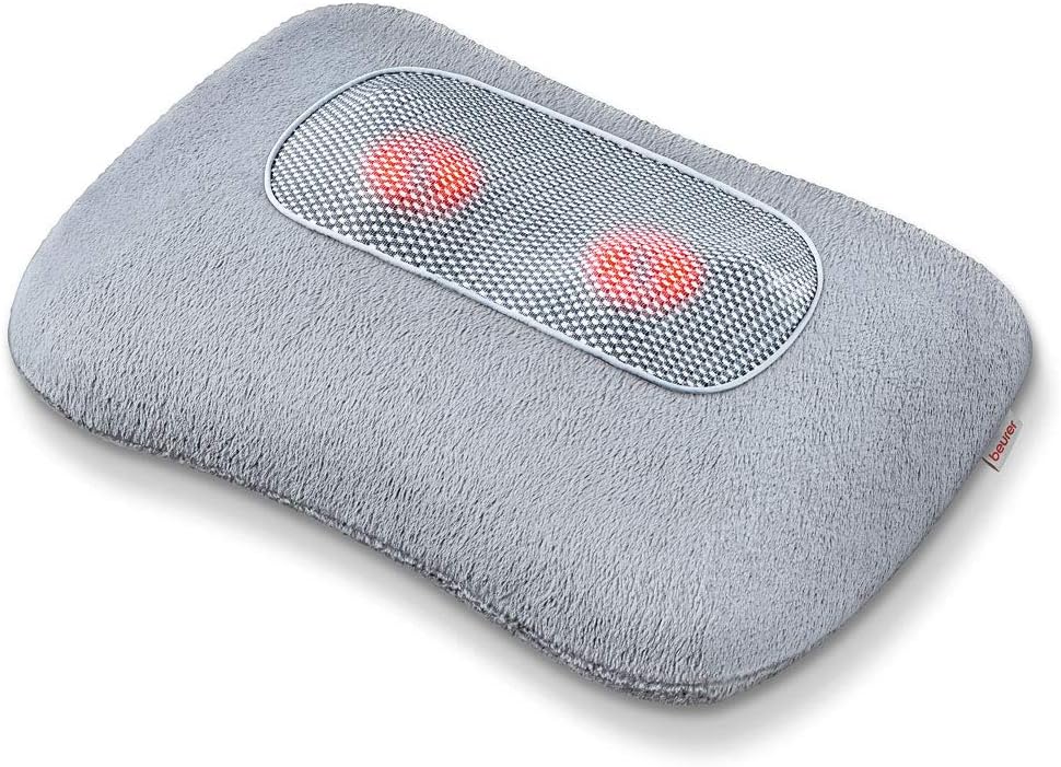 Beurer MG 145 Rücken- und Nackenmassagegerät für eine entspannende Shiatsu-Massage, Wärmefunktion, waschbarer Bezug, 4 Massageköpfe, 34x23x11cm, grau