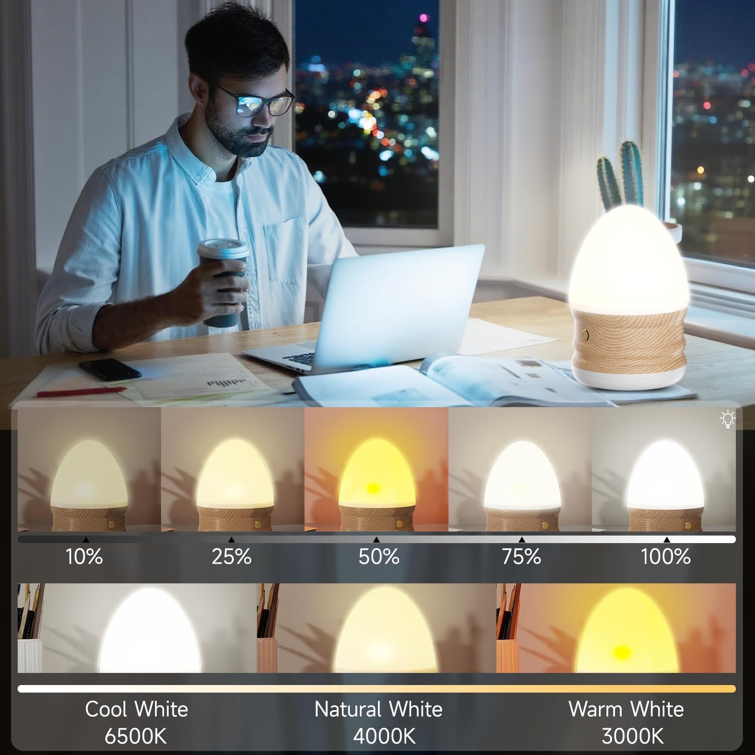Tageslichtlampe 13000 Lux Lichttherapielampe ohne UV & Flimmern, 3 Farbtemperaturen dimmbar mit Timer & Fernbedienung, Tageslichtlampe Schreibtisch für Stimmung, Energie & Konzentration, Zuhause & Büro – Bild 5