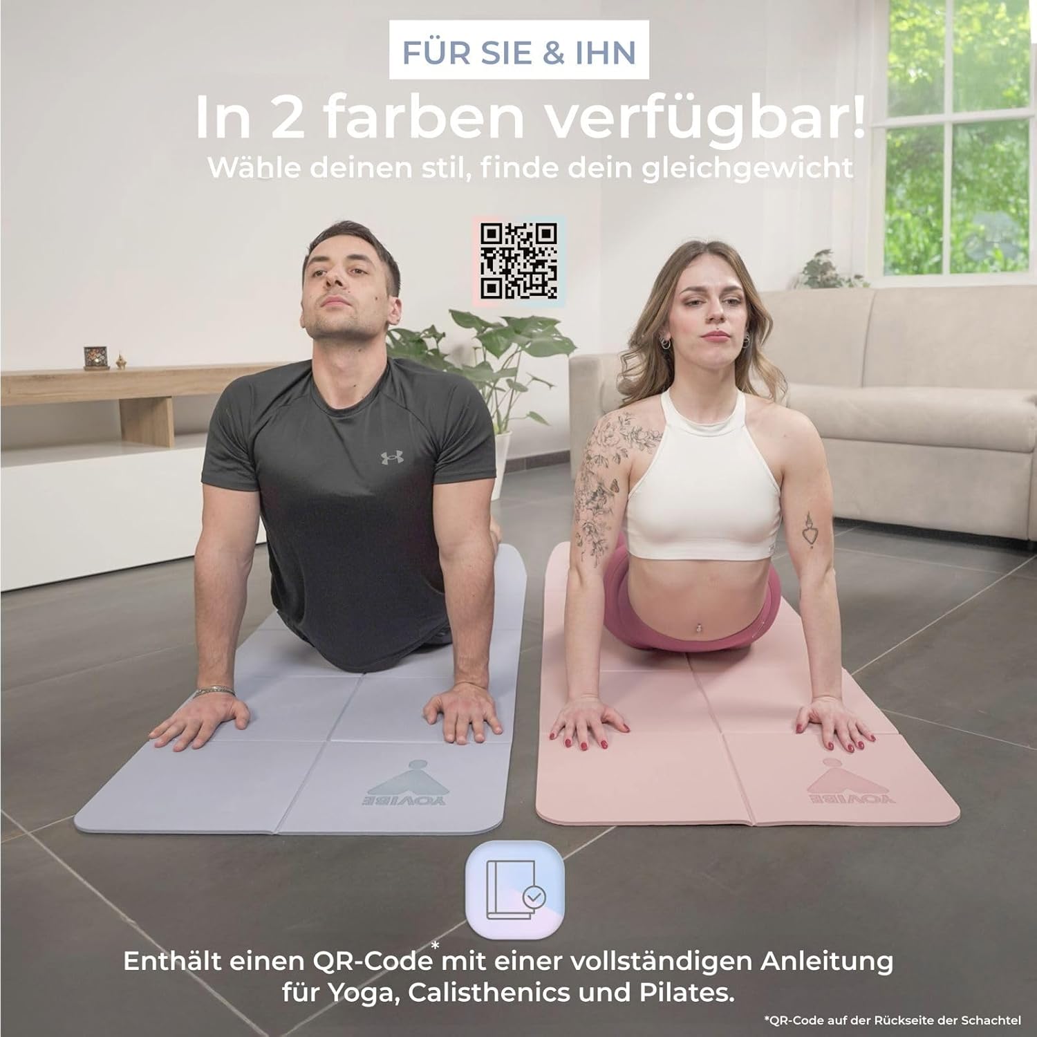 Faltbare Yogamatte, rutschfest und wasserdicht, 183 x 60 cm – Bild 6