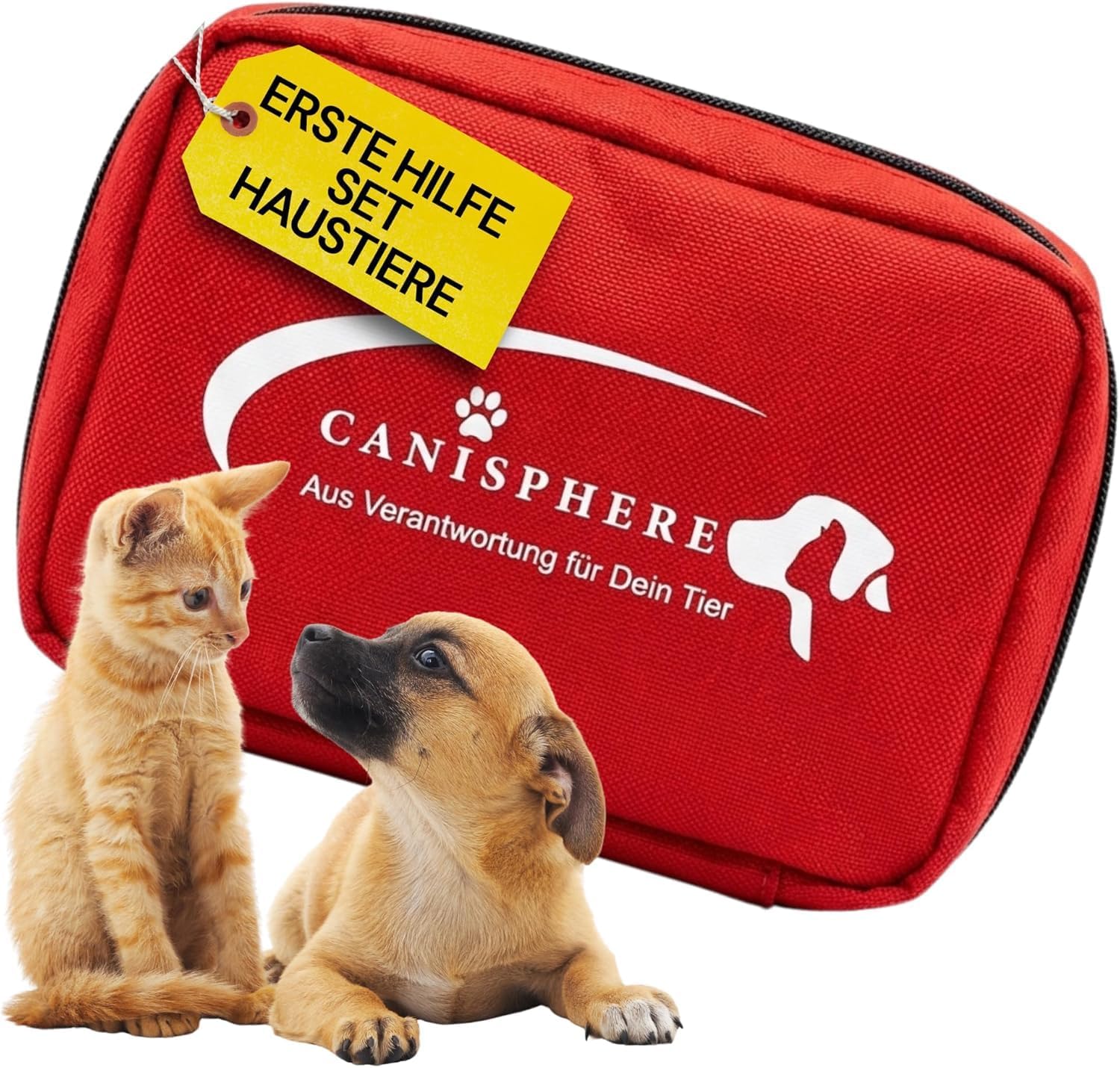 Erste-Hilfe-Set für unterwegs Hund & Katze – Kompakte Hunde-Reiseapotheke im Softcase – 10-teiliges Hunde-/Katzen-Notfallset mit Gürtelschlaufe – Ideal für Spaziergänge, Training & Outdoor-Einsatz