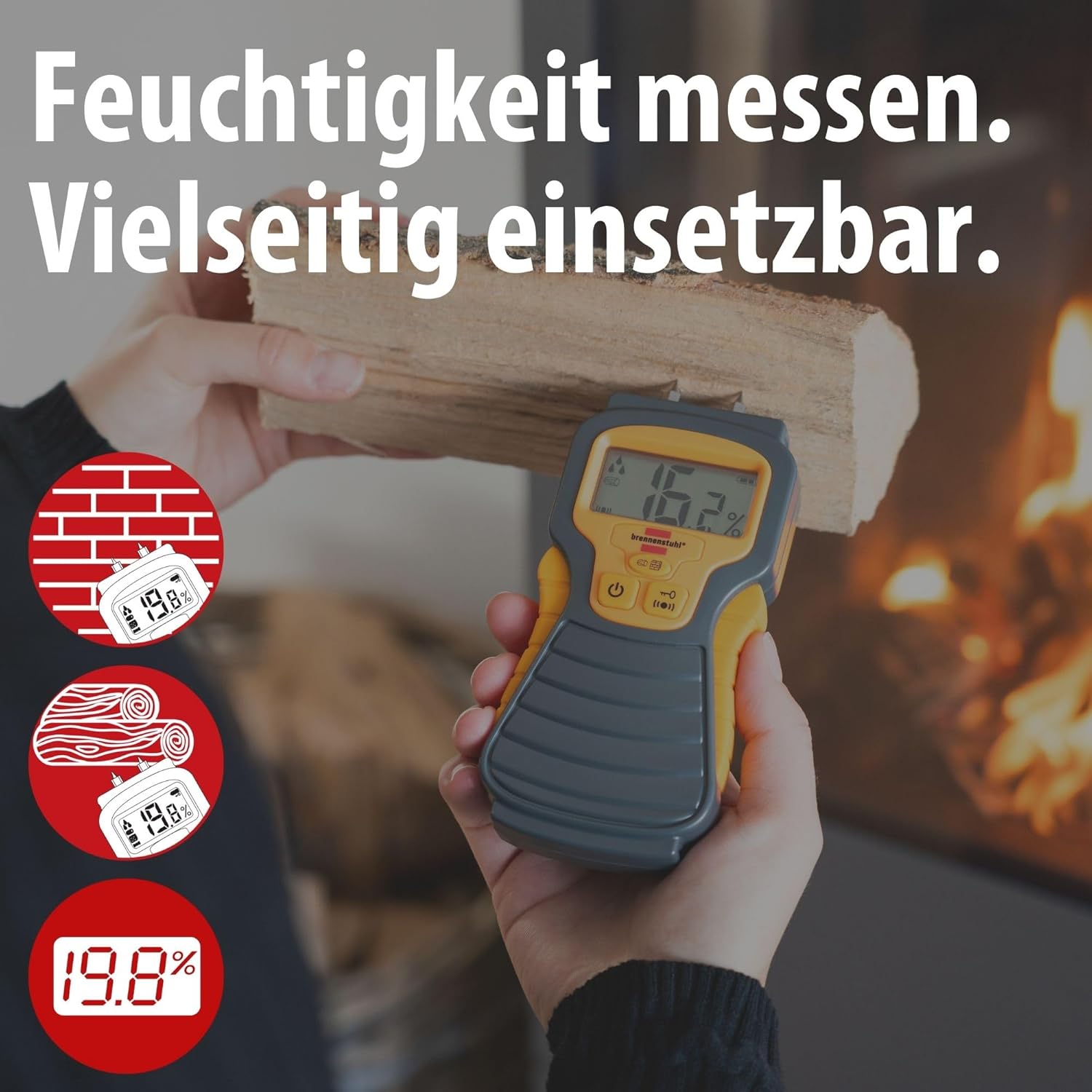 Brennenstuhl Moisture Detector MD (Feuchtemessgerät / Feuchtemessgerät für Holz oder Baustoffe, mit LCD-Display) – Bild 2