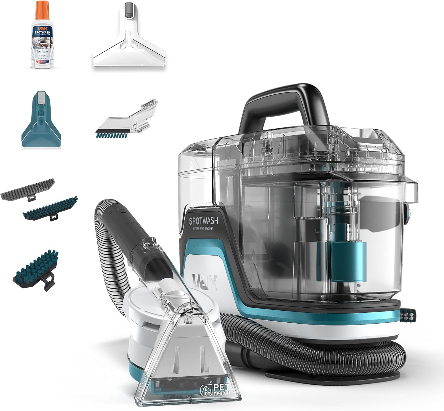 Vax SpotWash Home Pet Design Fleckenentferner für Teppiche und Polster mit SpinScrub-Technologie, leistungsstarke Haustierpflege, schnelles Trocknen und Tiefenwirksamkeit