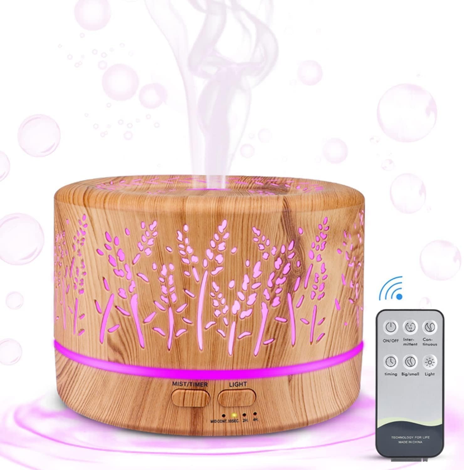 500 ml Aromadiffusor Luftbefeuchter, Aromatherapie-Diffusor, BPA-frei für ätherische Öle, Öldiffusor mit Timer, 7 LED-Lichtfarben für Baby, Zuhause, Schlafzimmer, Büro, Yoga