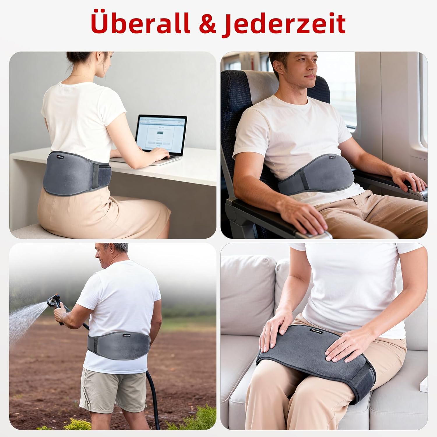 Comfytemp Wärmegürtel Vibrationsmassage für Rücken mit 25 Wh Akku, 147 x 18 cm kabelloses Massagegerät, Heizkissen, Wärmekissen, Rückenwärmer, Heizgürtel mit USB, Geschenke für Mütter, Frauen, Mama, Papa – Bild 7
