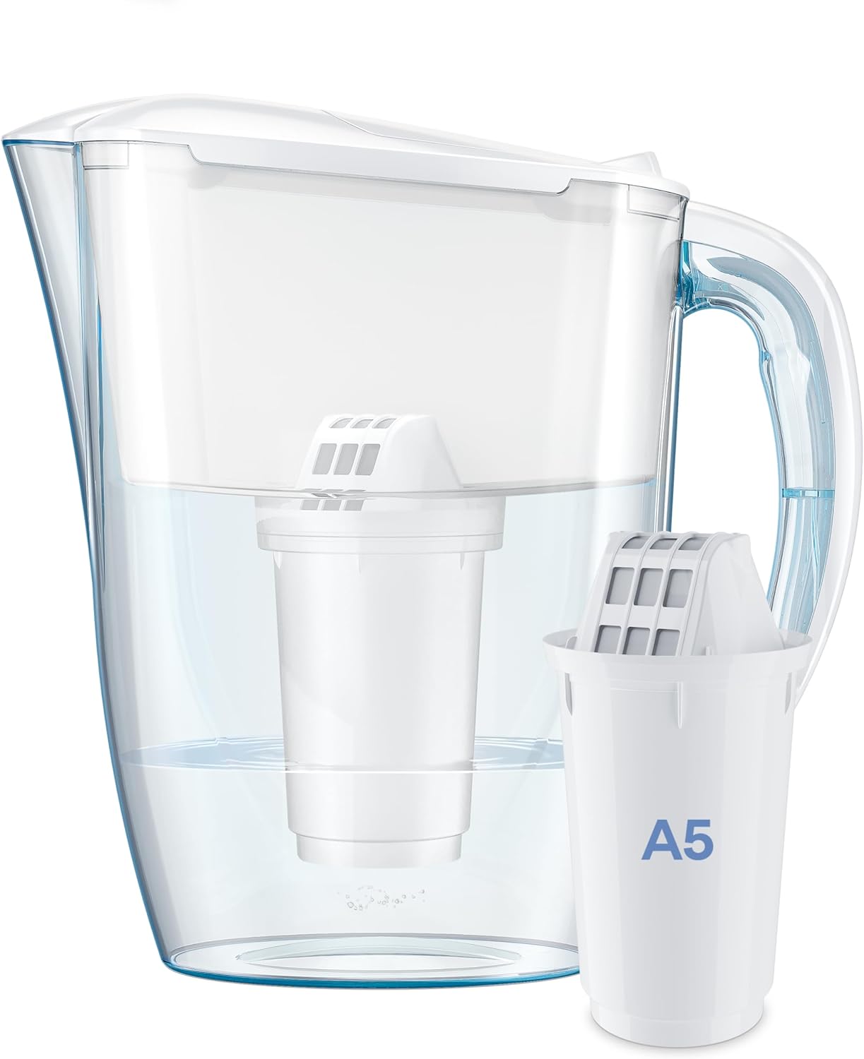 AQUAPHOR Smile White Wasserfilter inklusive 1 A5-Filter I Reduziert Kalk und Chlor I Karaffe für 2,9 LI Kompakter und leichter Wasserfilter I Tischwasserfilter I Passt in die Kühlschranktür – Bild 2