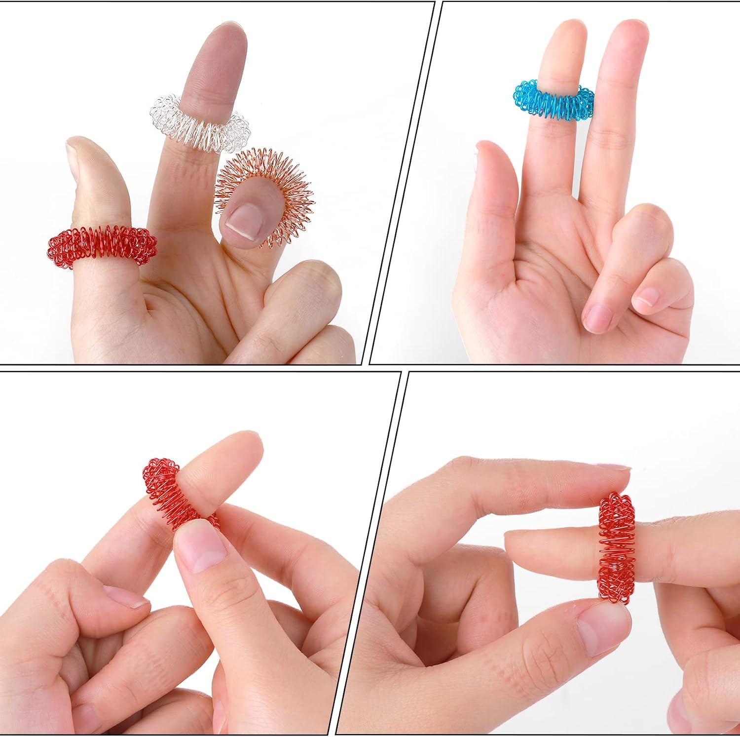 8-teiliges Akupressurring-Set, Massageringe für Finger, Akupressurring, Massagering zum Stressabbau und zur Förderung der Durchblutung, Fingermassage oder Zehenmassage – Bild 4