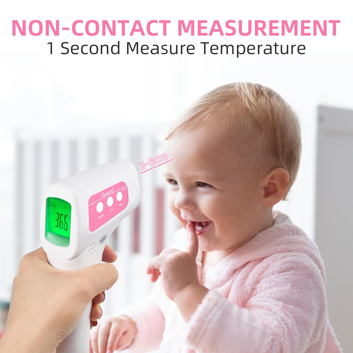 Snomd Fieberthermometer, kontaktloses Infrarot-Stirnthermometer für Babys und Erwachsene, digitales Thermometer mit sofortiger Ablesung, Fieberalarm – Bild 7